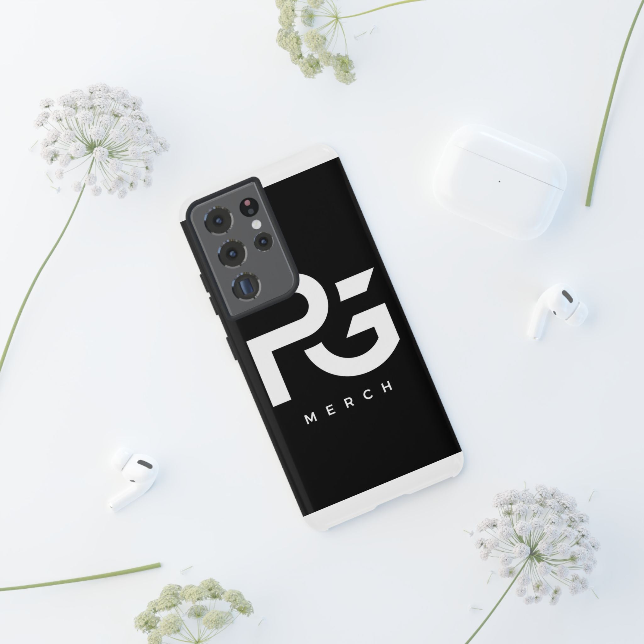 PG CUSTOMIZED RG Merch Tough Phone Case – Black Protective Phone Cover with Bold Logo