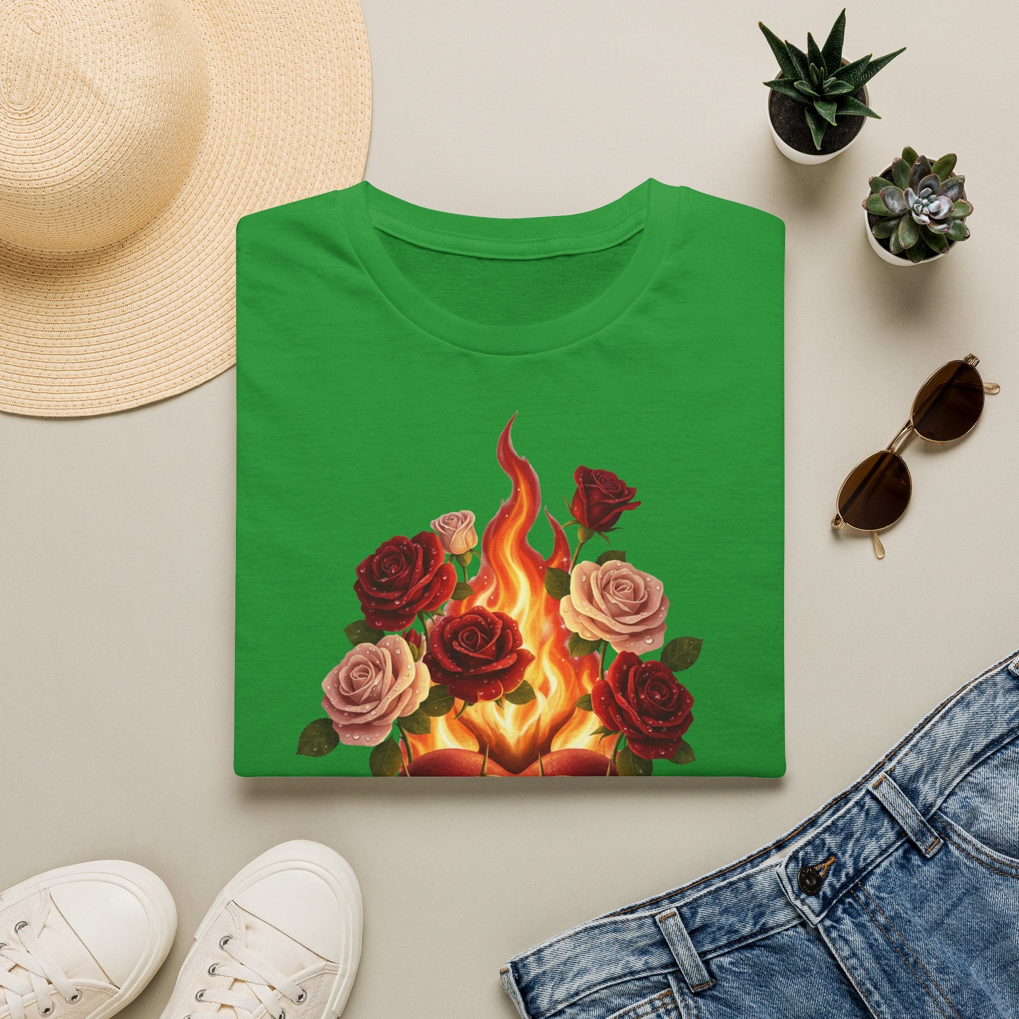 Flaming Heart & Roses T-Shirt