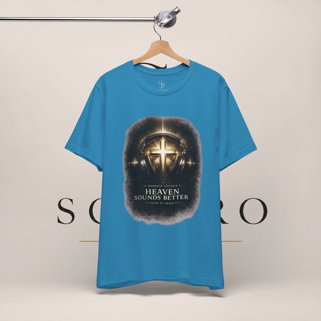 Youth Christian T‑Shirt - "Heaven Sounds Better" Cross Headphones Graphic Tee