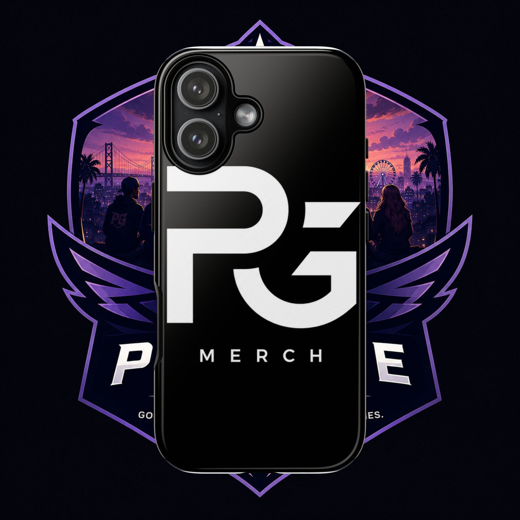 PG CUSTOMIZED RG Merch Tough Phone Case – Black Protective Phone Cover with Bold Logo