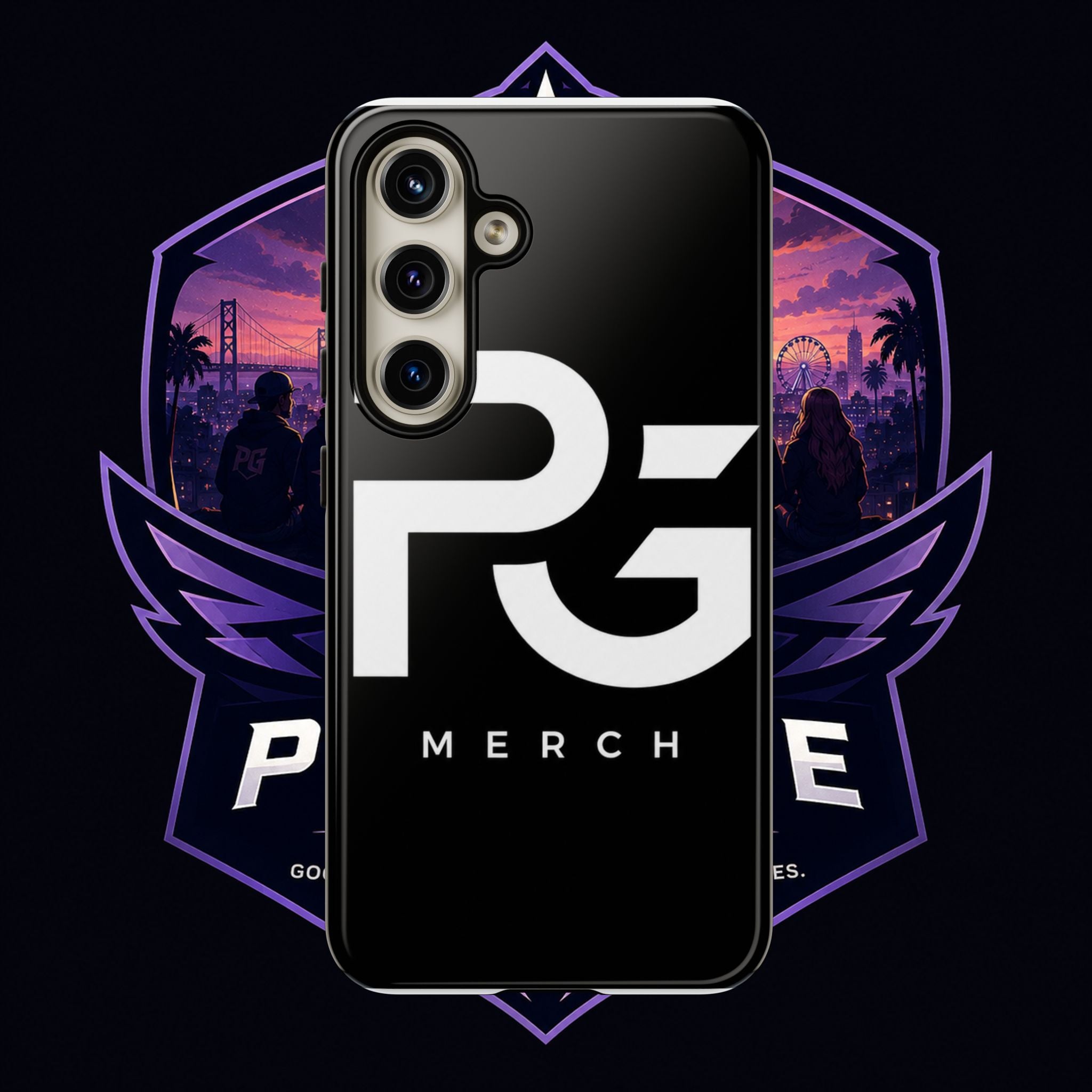 PG CUSTOMIZED RG Merch Tough Phone Case – Black Protective Phone Cover with Bold Logo