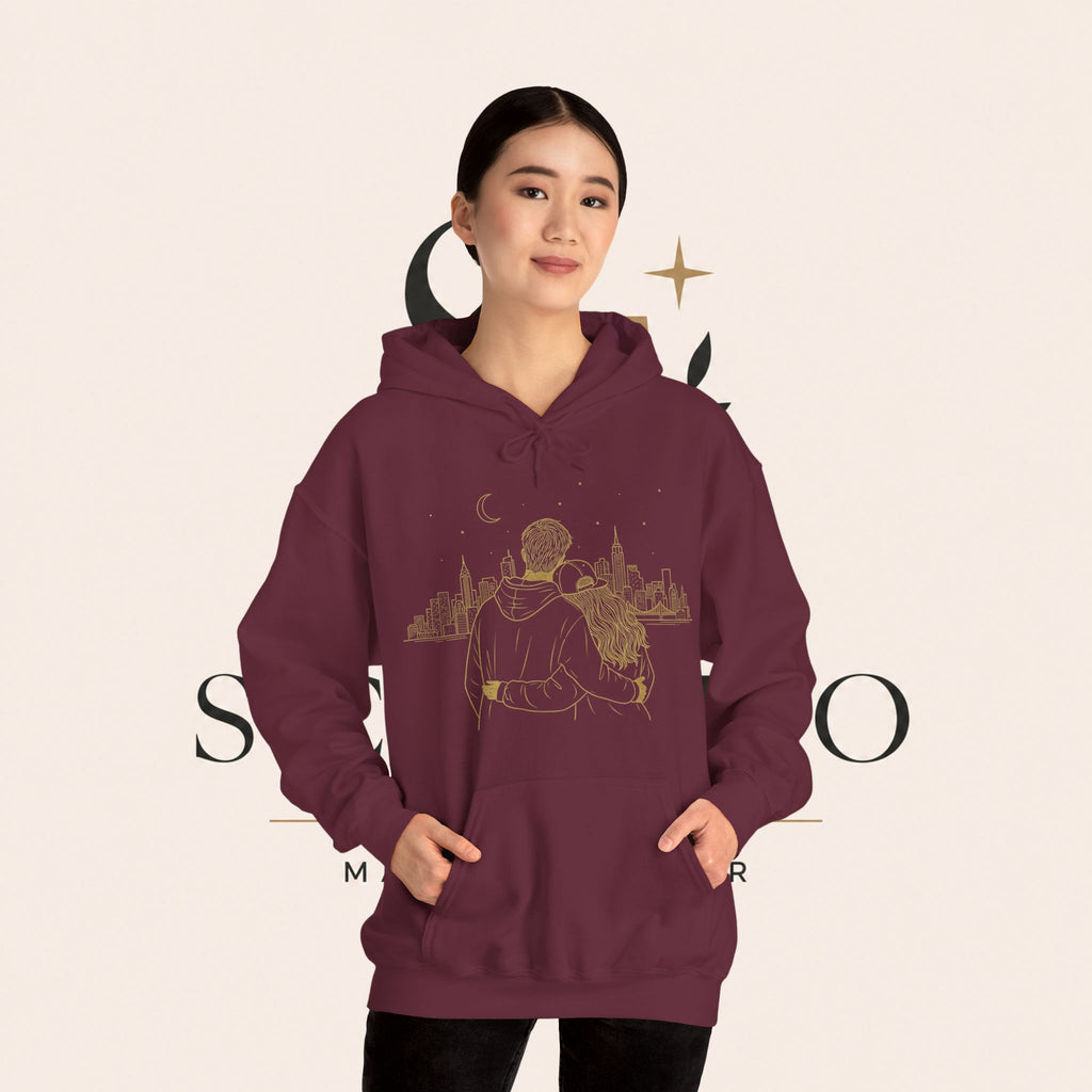 Couple Silhouette Hoodie – Romantic Cityscape 'Together' Pullover