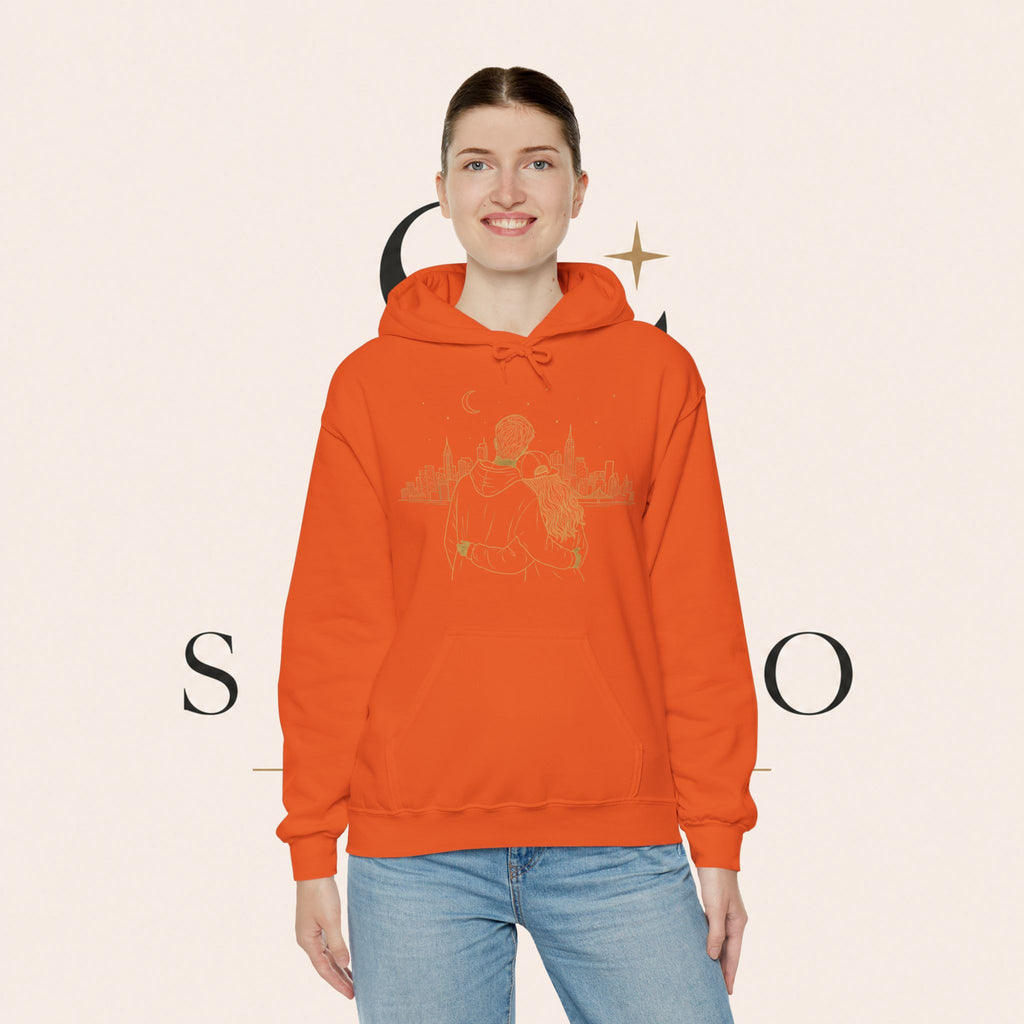 Couple Silhouette Hoodie – Romantic Cityscape 'Together' Pullover