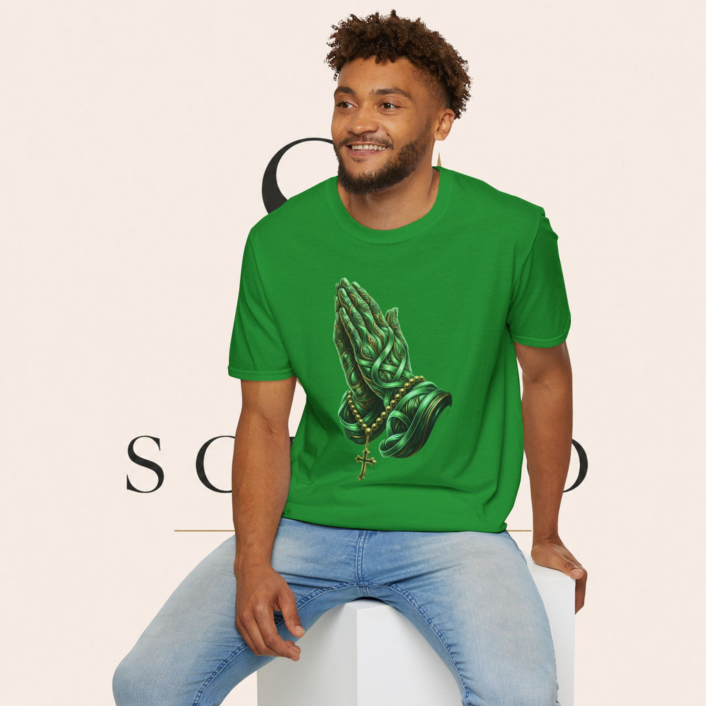 Praying Hands T‑Shirt — Green Vines Prayer Hands Graphic Tee