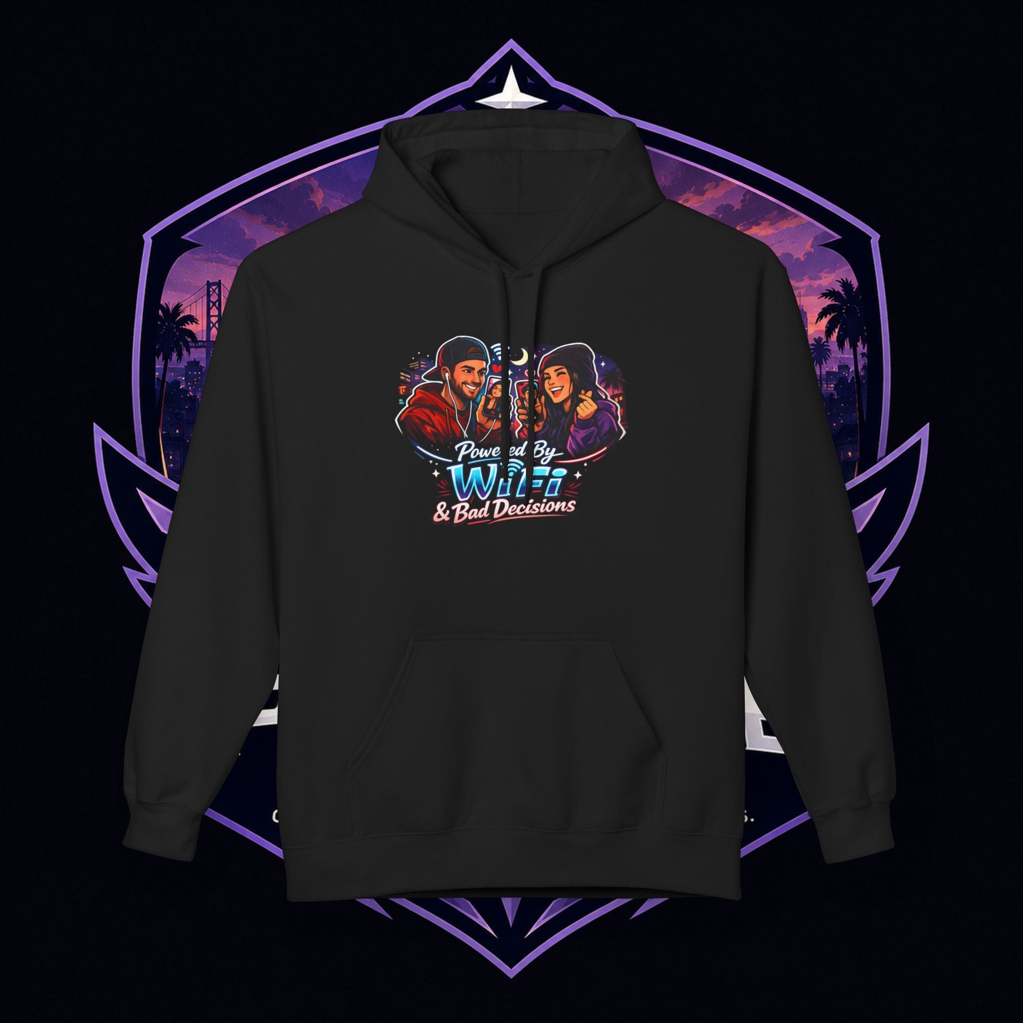 LDR inspired Retro '80s Vibes Hoodie — Neon Miami Movie Couple Design