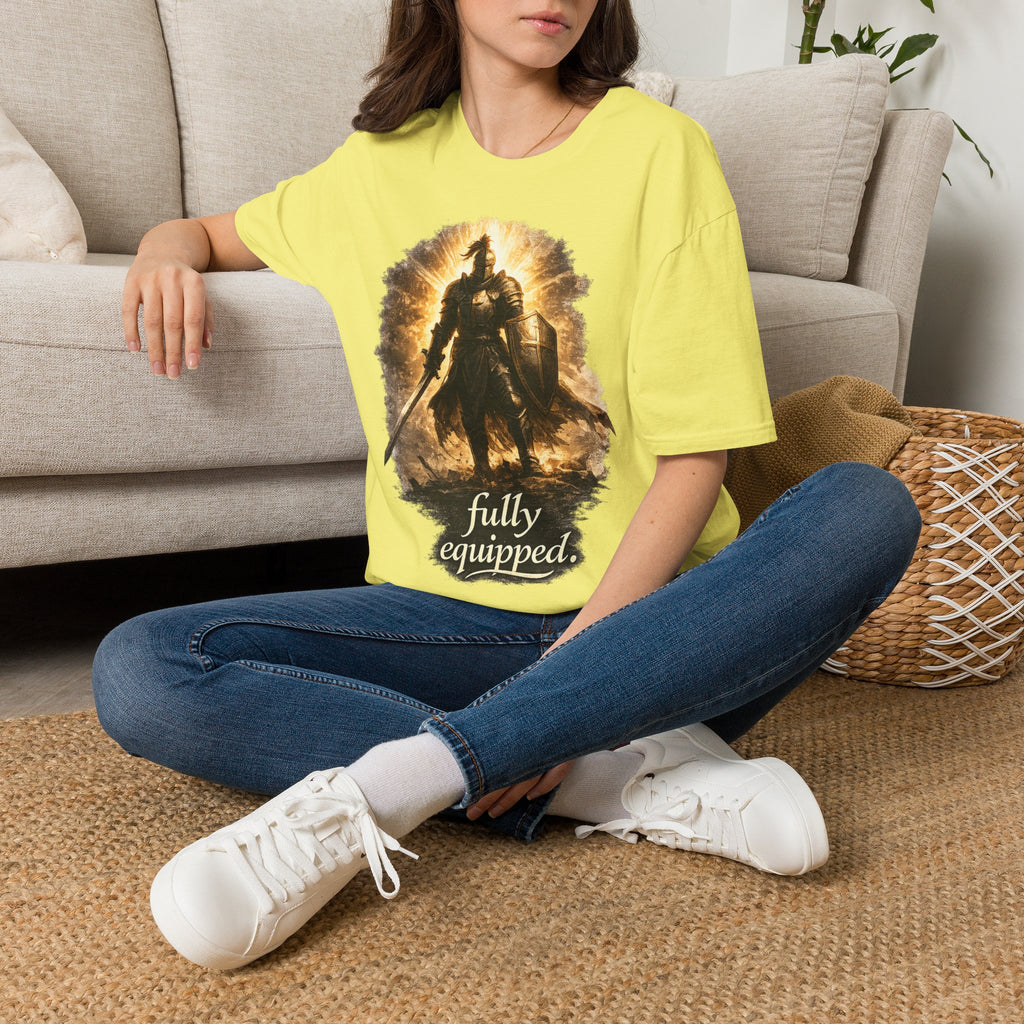 Knight Graphic T-Shirt — 'Fully Equipped' Medieval Armor Gamer Tee