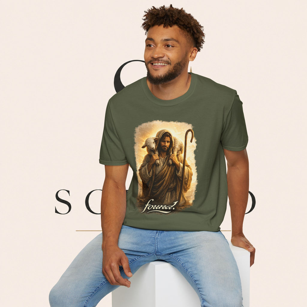 Jesus the Good Shepherd T-Shirt — 'Found.' Christian Faith Tee