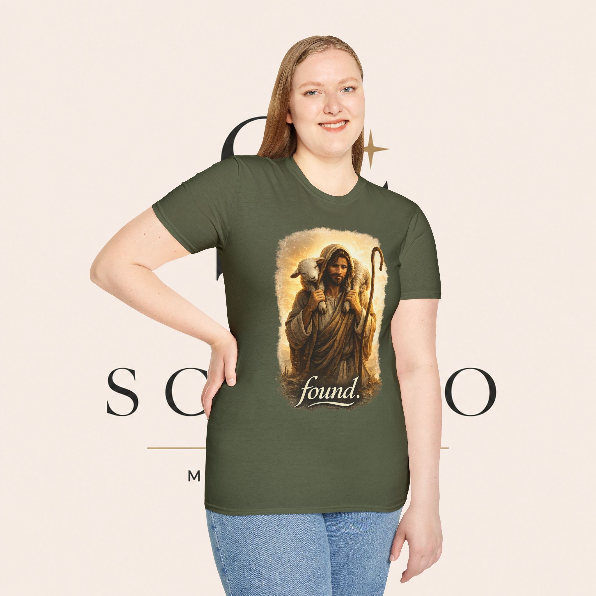 Jesus the Good Shepherd T-Shirt — 'Found.' Christian Faith Tee