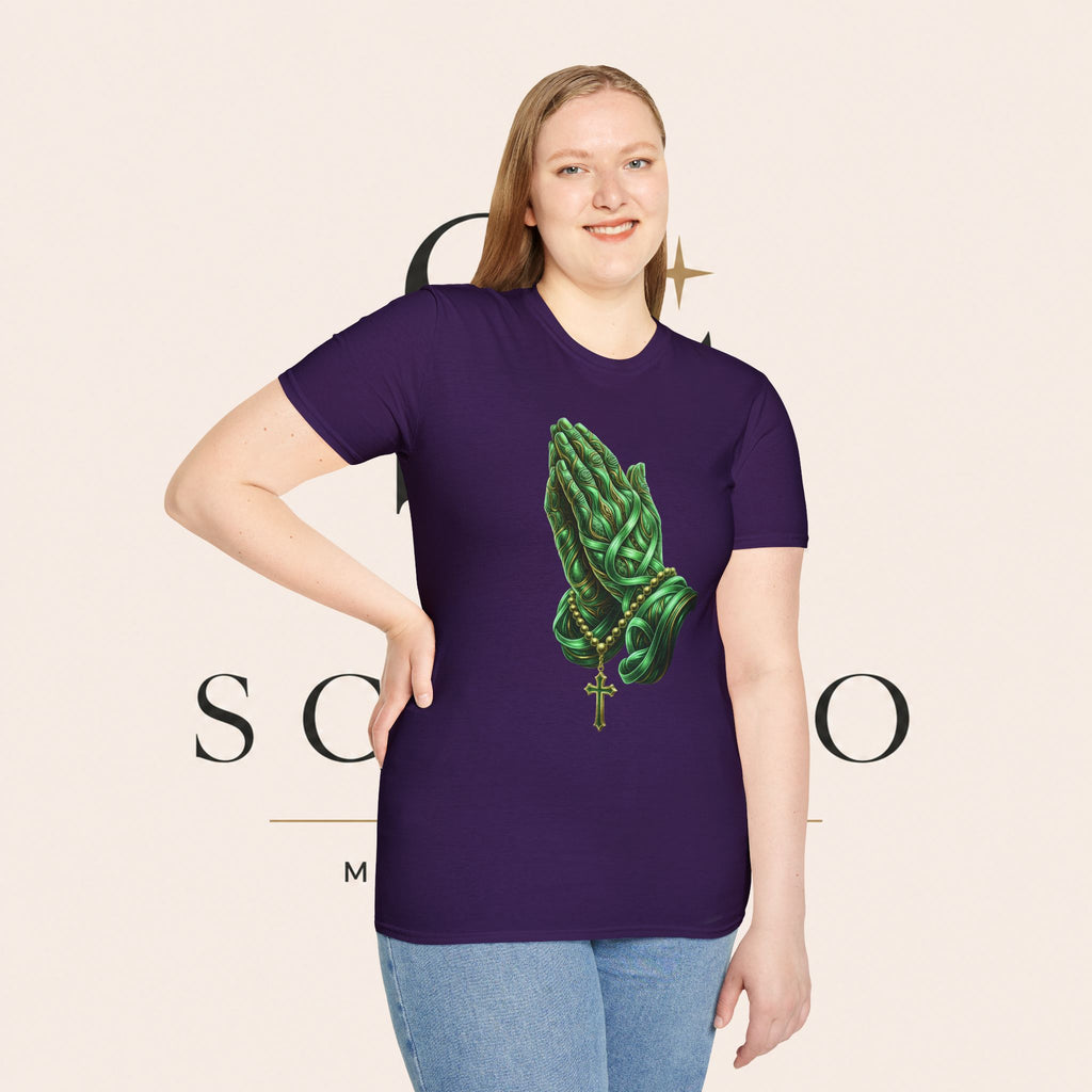 Praying Hands T‑Shirt — Green Vines Prayer Hands Graphic Tee