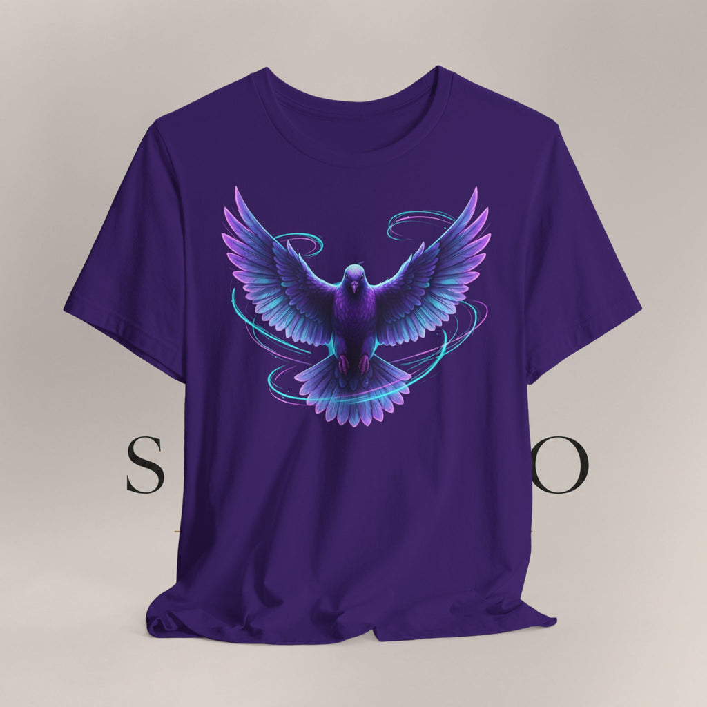 Mystic Raven Tee — Purple Glowing Dove Graphic T-Shirt
