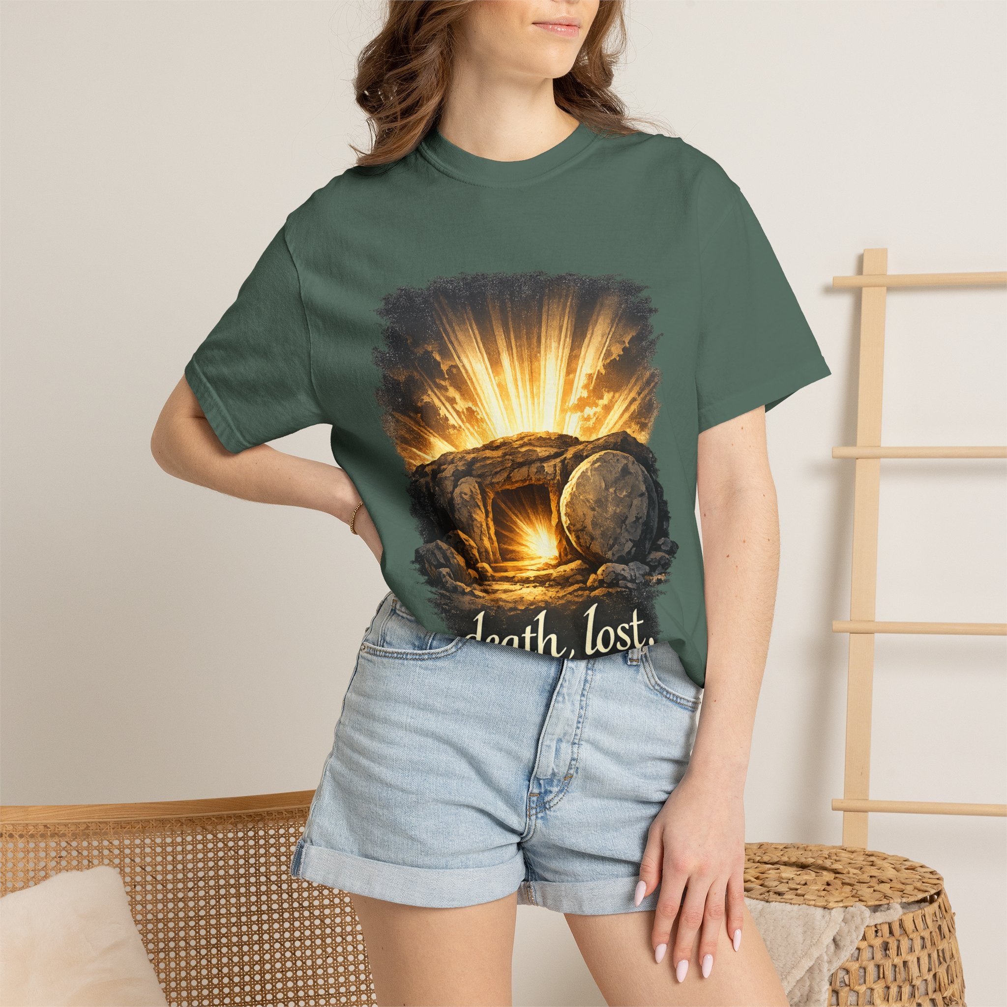 T-Shirt — Sunrise Tomb Graphic ‘death, lost.’ Memorial Tee