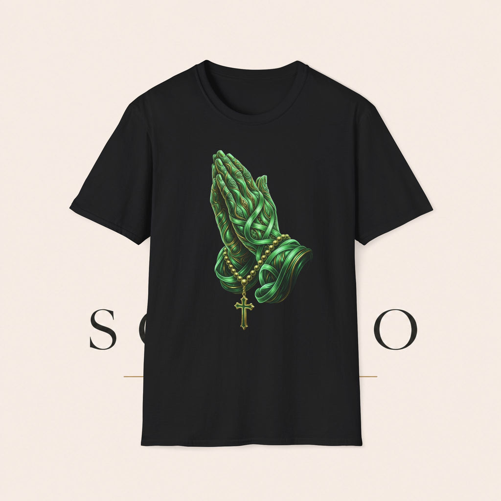 Praying Hands T‑Shirt — Green Vines Prayer Hands Graphic Tee