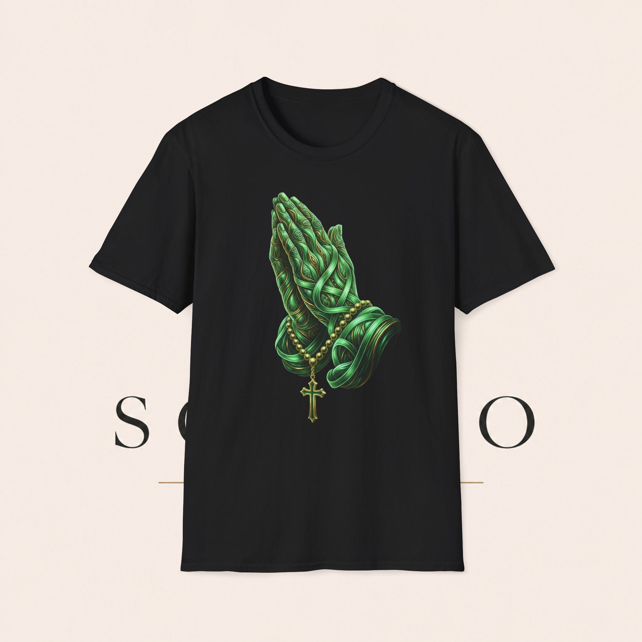 Praying Hands T‑Shirt — Green Vines Prayer Hands Graphic Tee