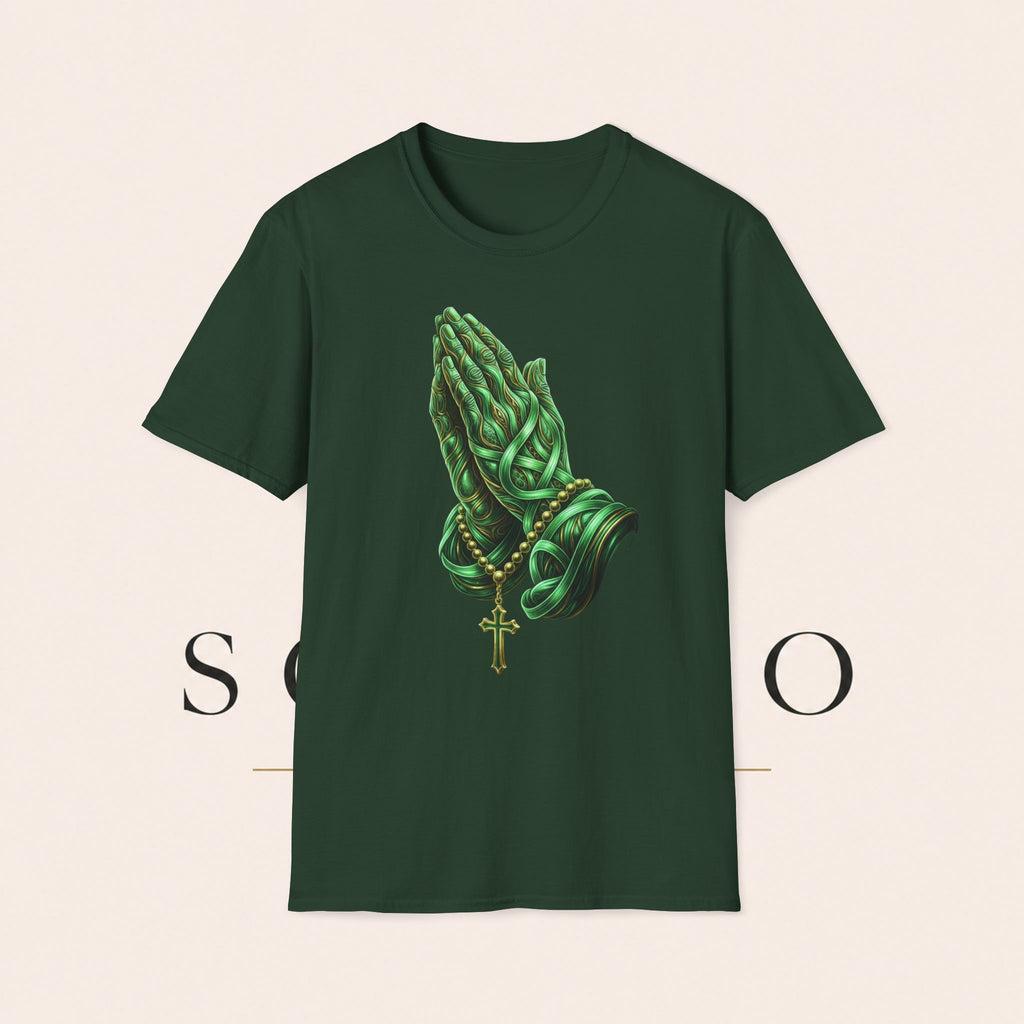 Praying Hands T‑Shirt — Green Vines Prayer Hands Graphic Tee