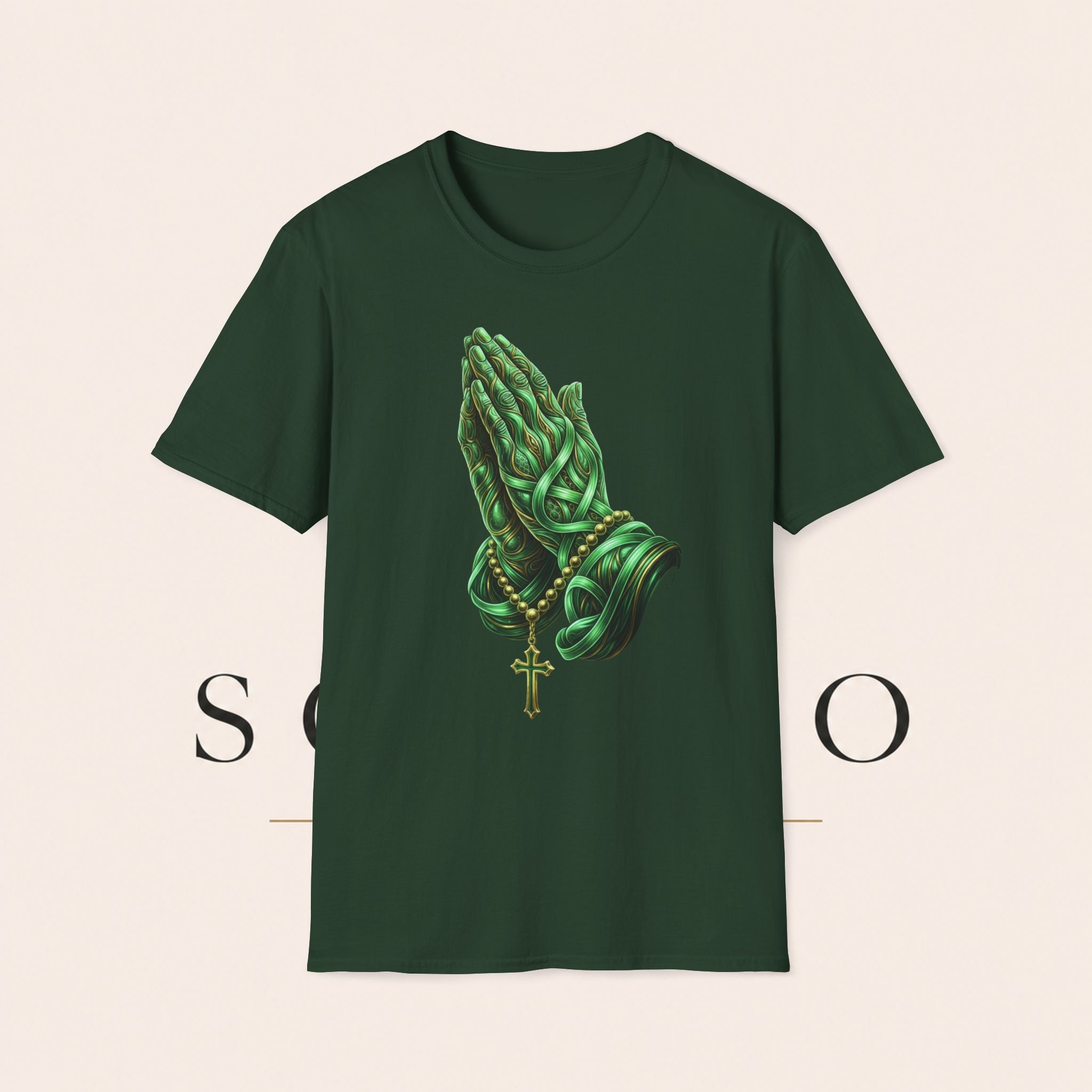 Praying Hands T‑Shirt — Green Vines Prayer Hands Graphic Tee