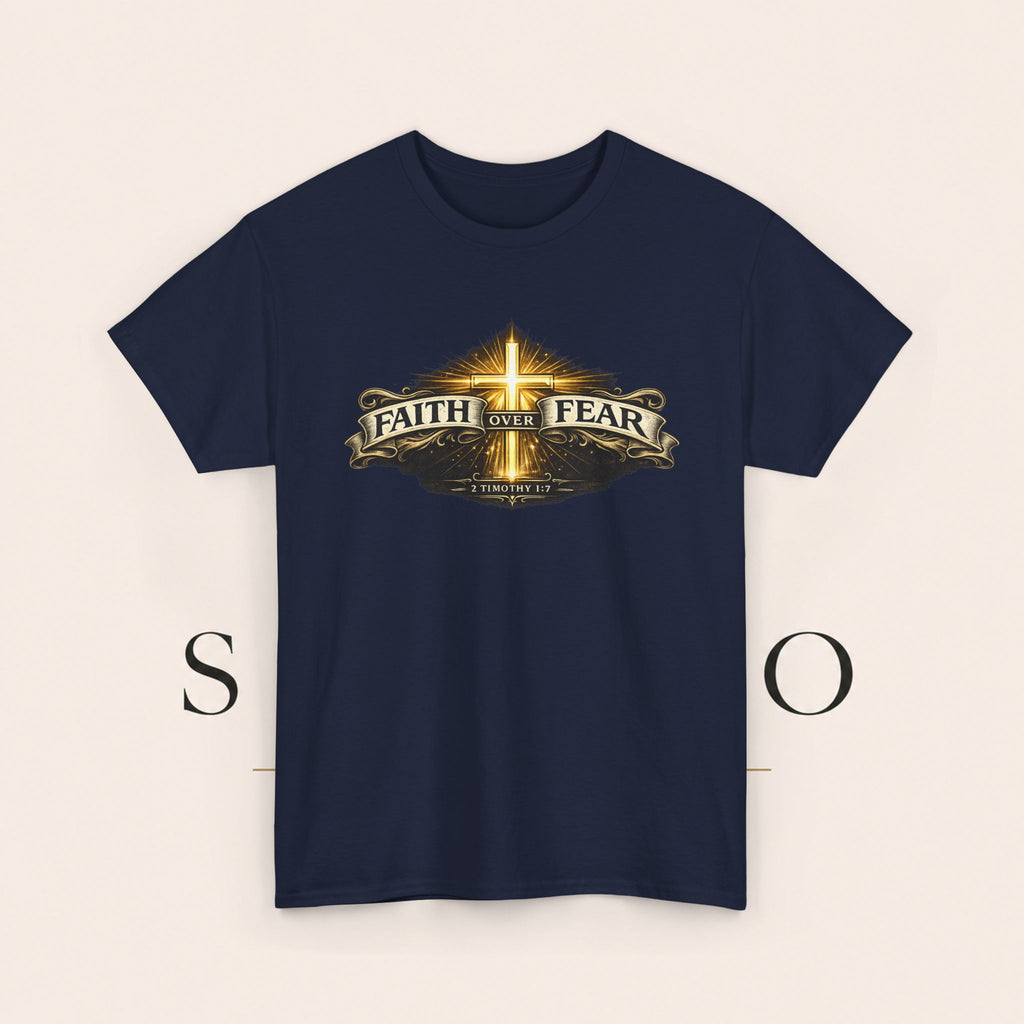 Faith Over Fear T-Shirt — Christian Cross Inspirational Tee