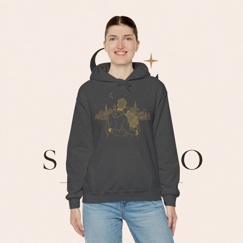 Couple Silhouette Hoodie – Romantic Cityscape 'Together' Pullover