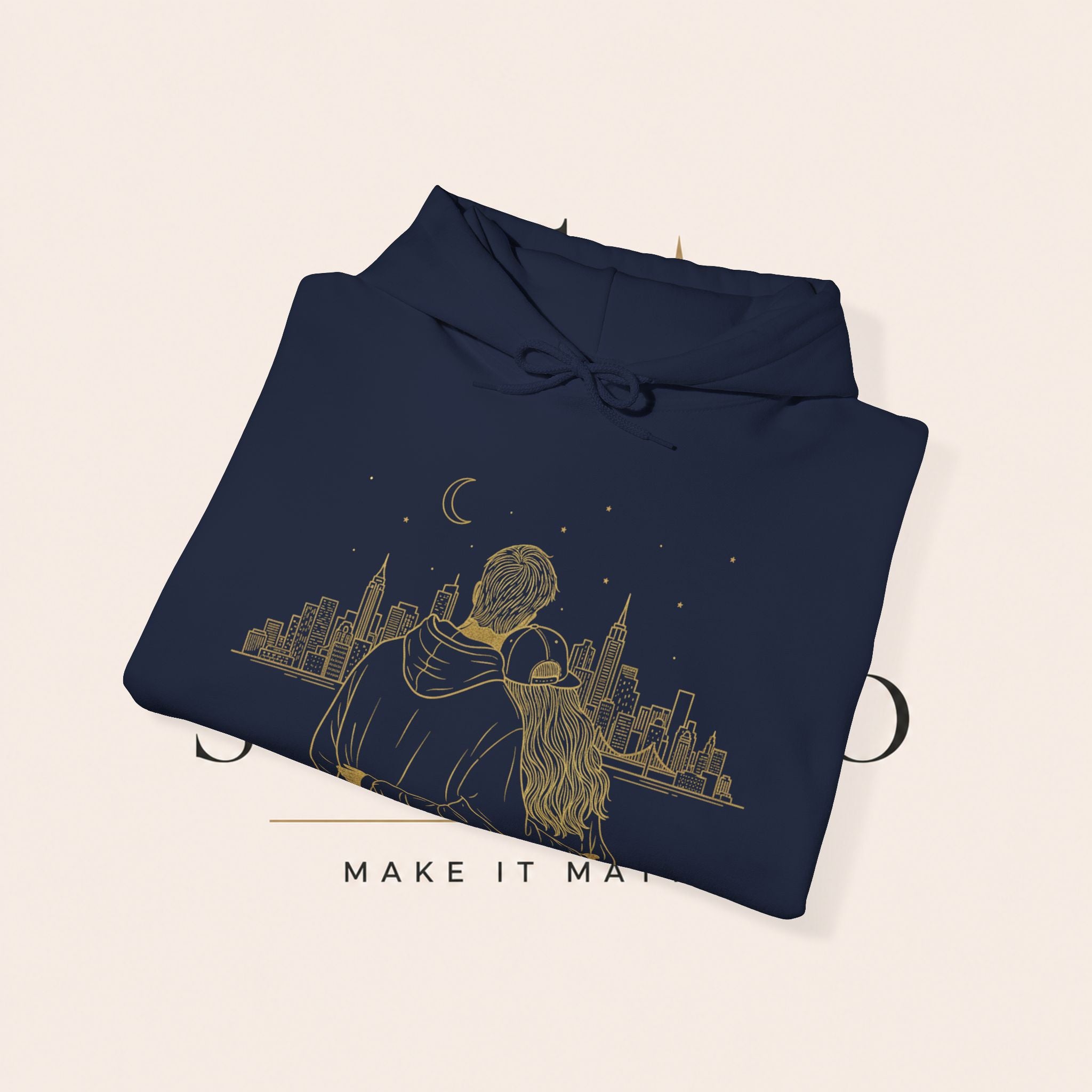 Couple Silhouette Hoodie – Romantic Cityscape 'Together' Pullover