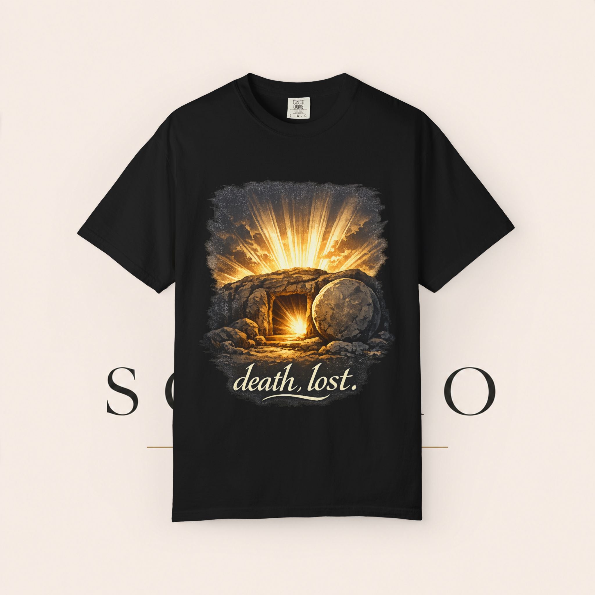 T-Shirt — Sunrise Tomb Graphic ‘death, lost.’ Memorial Tee