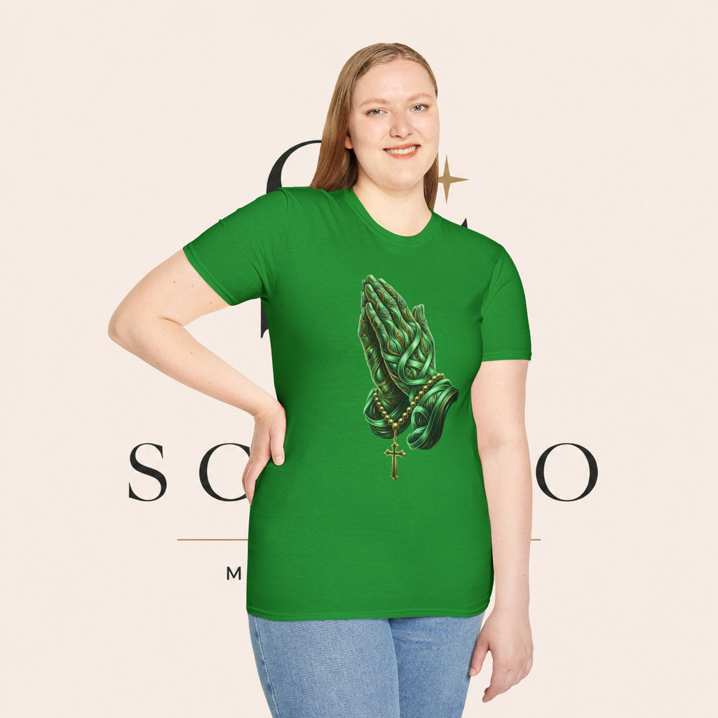 Praying Hands T‑Shirt — Green Vines Prayer Hands Graphic Tee