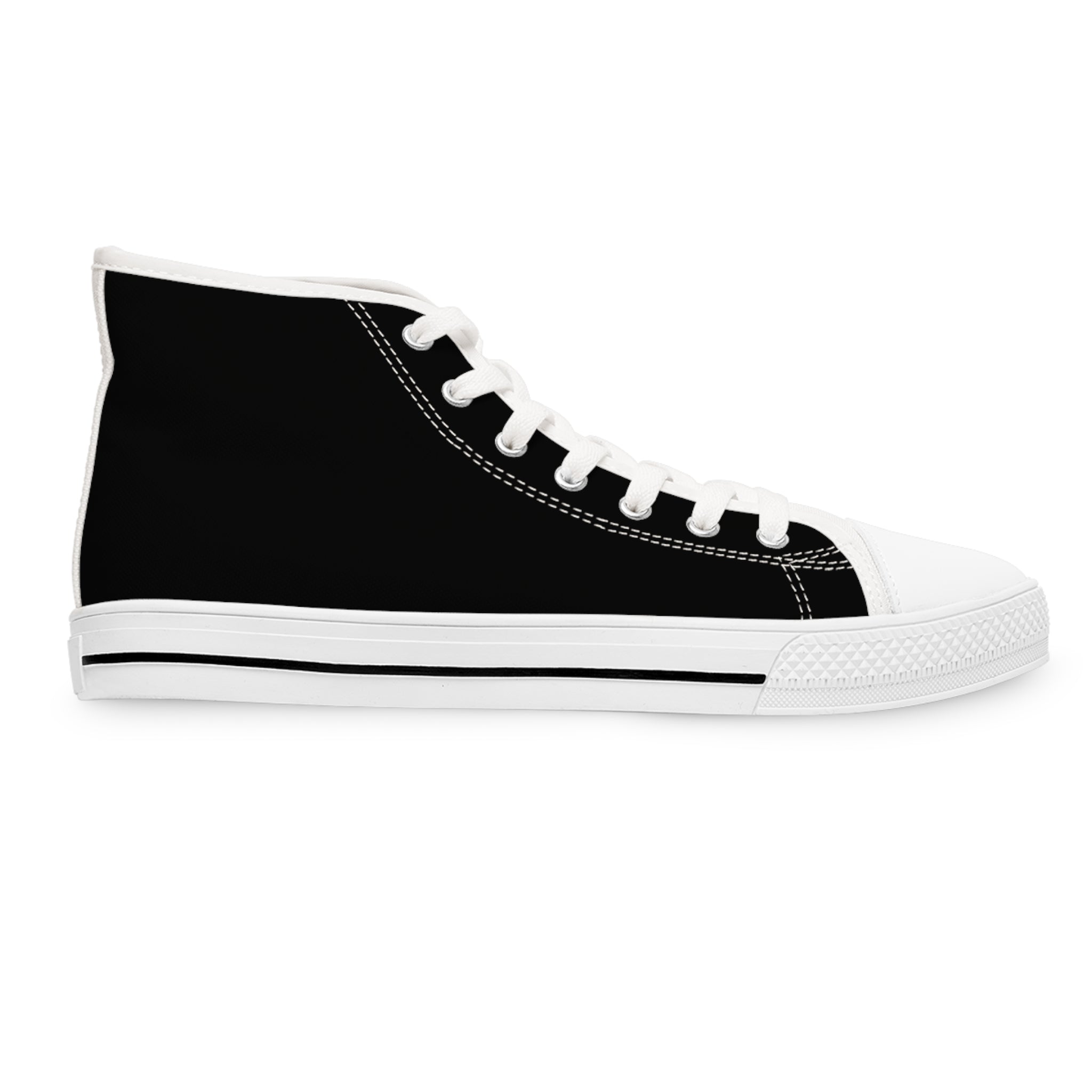 Black High Top Sneakers — Classic Women's Canvas Lace-Up Shoes