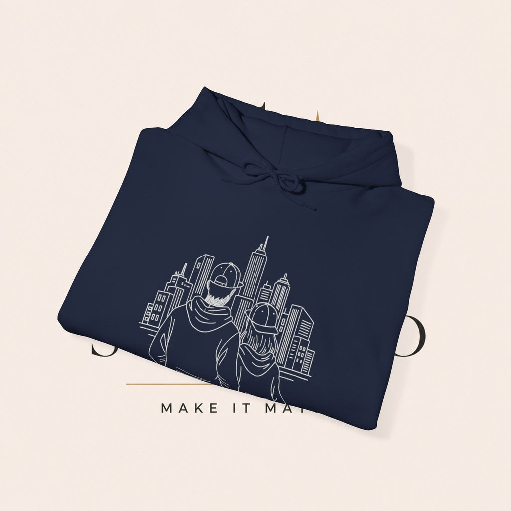 City Couples Hoodie — Matching Skyline Couple Sweatshirt