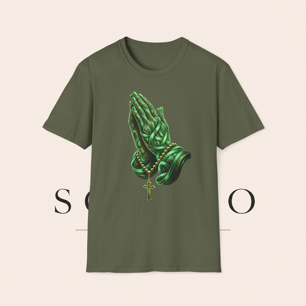 Praying Hands T‑Shirt — Green Vines Prayer Hands Graphic Tee
