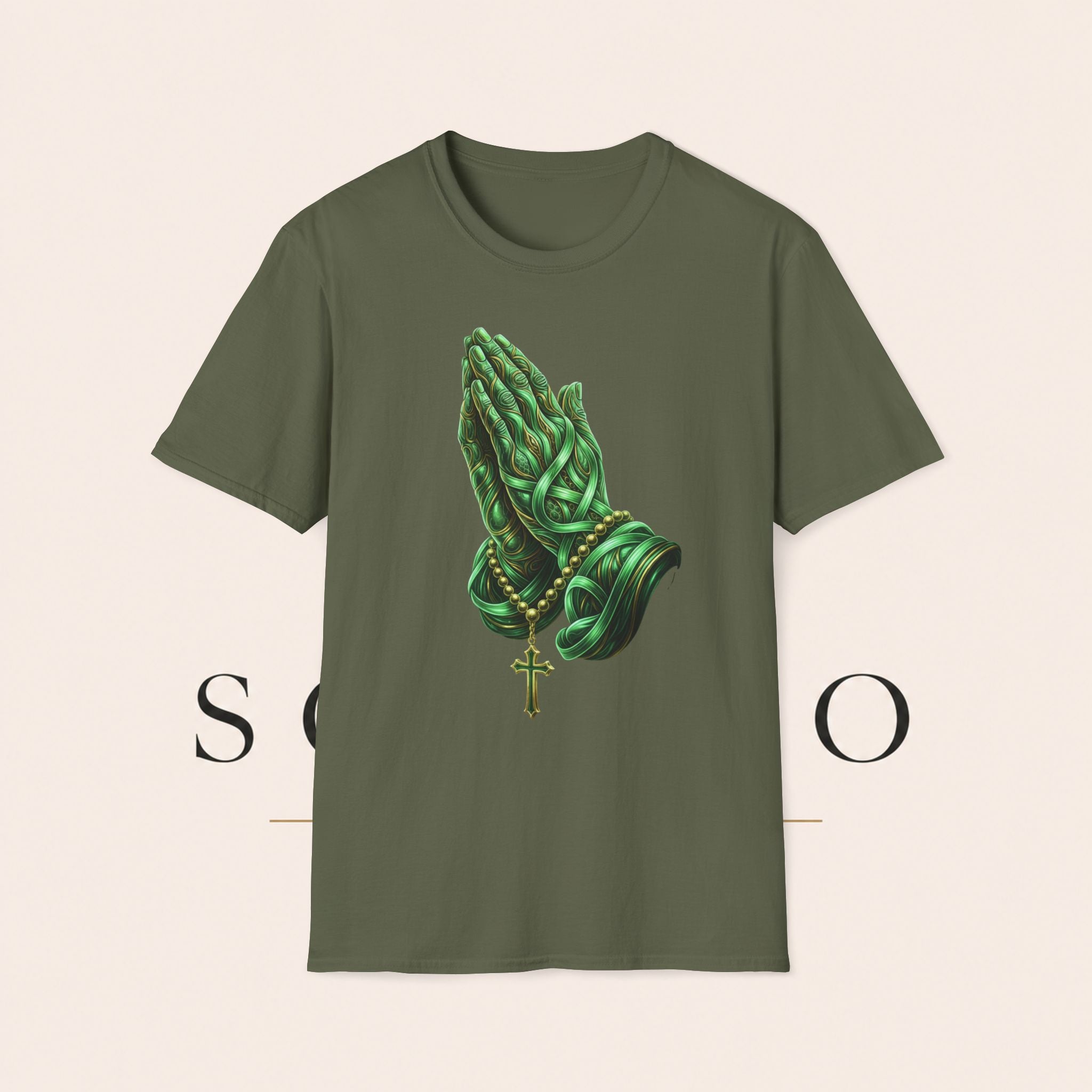 Praying Hands T‑Shirt — Green Vines Prayer Hands Graphic Tee
