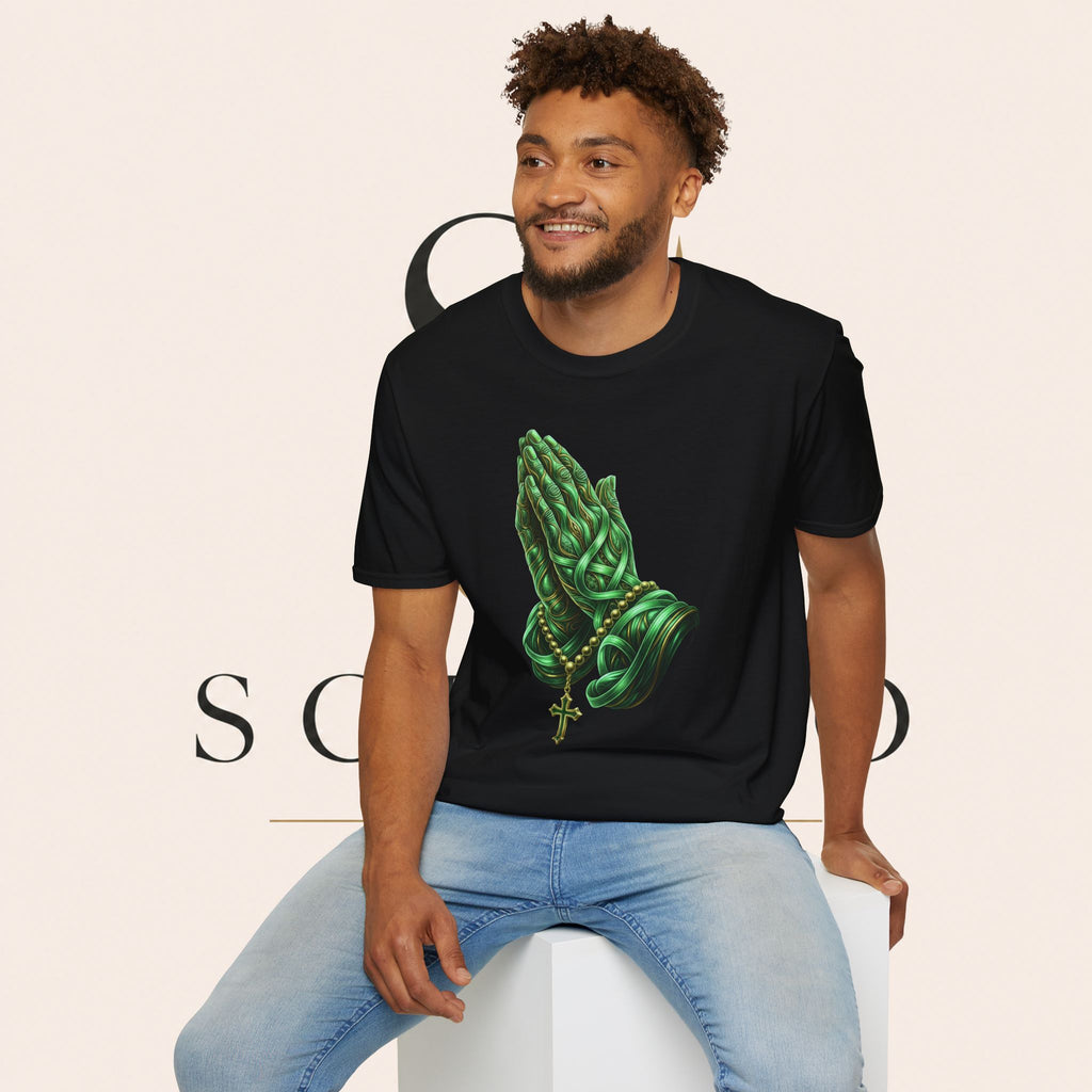 Praying Hands T‑Shirt — Green Vines Prayer Hands Graphic Tee