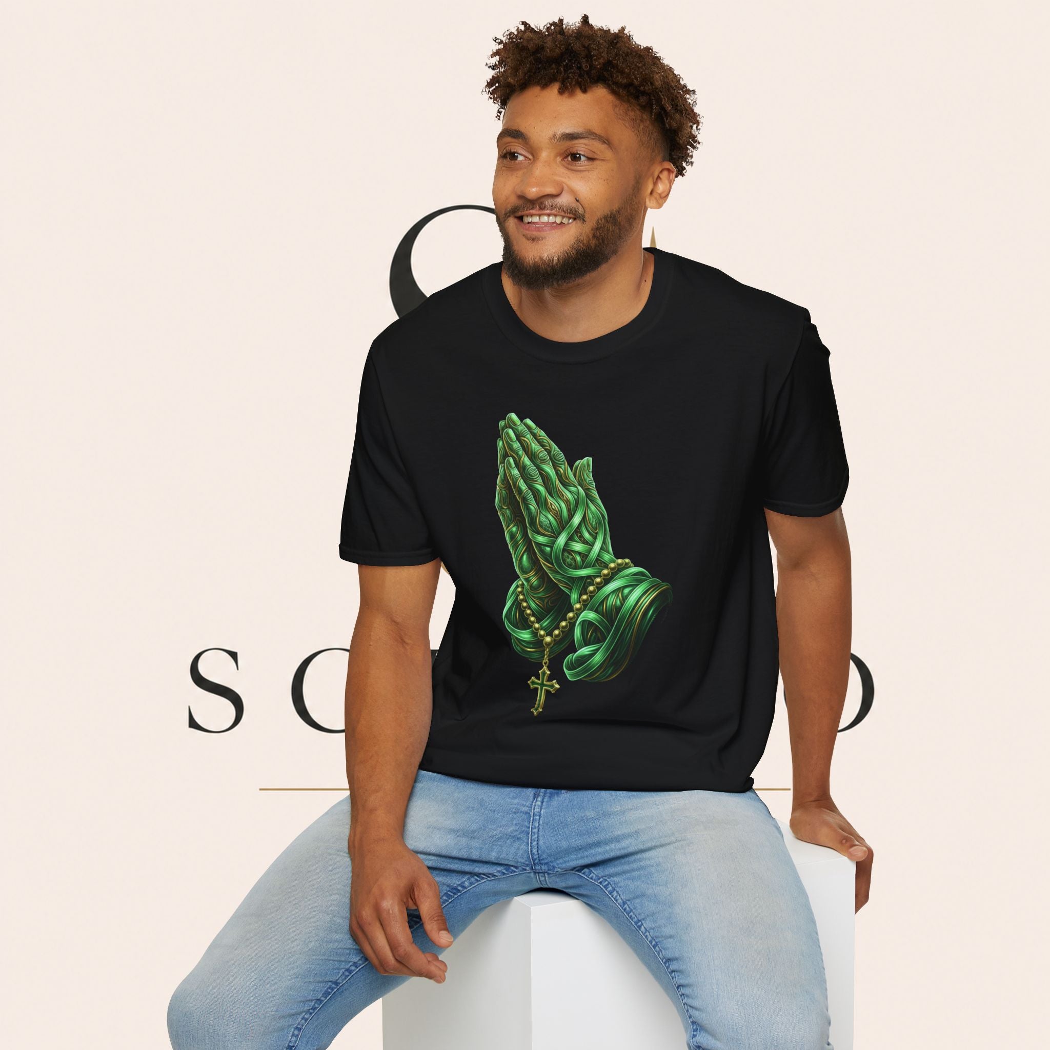 Praying Hands T‑Shirt — Green Vines Prayer Hands Graphic Tee