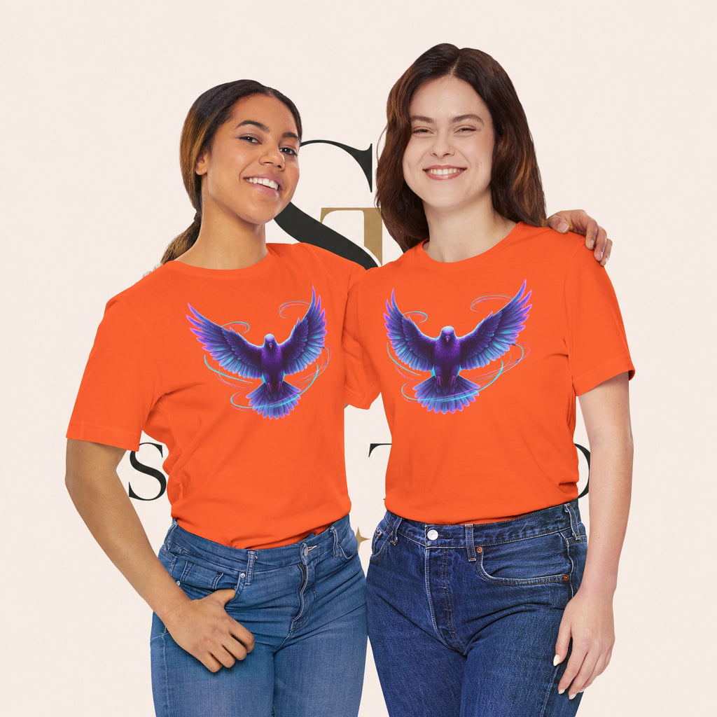 Mystic Raven Tee — Purple Glowing Dove Graphic T-Shirt
