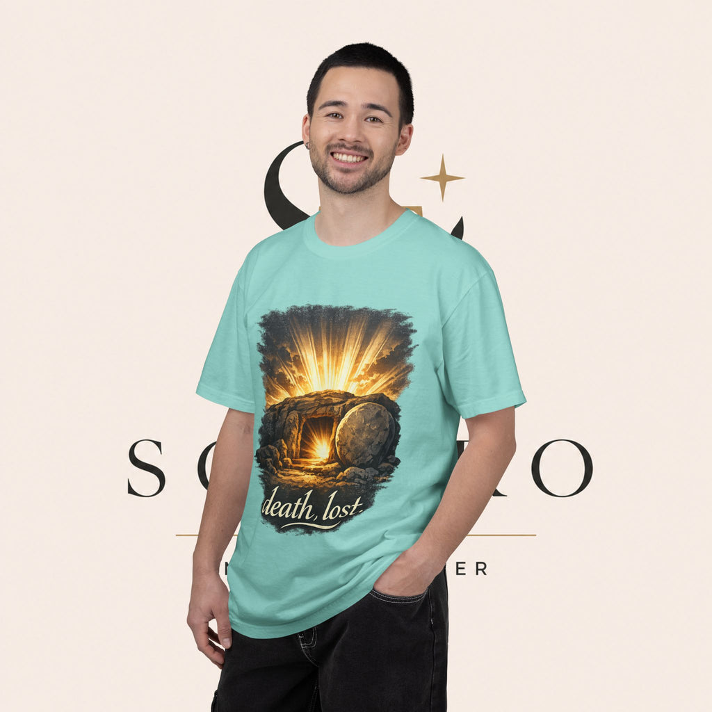 T-Shirt — Sunrise Tomb Graphic ‘death, lost.’ Memorial Tee