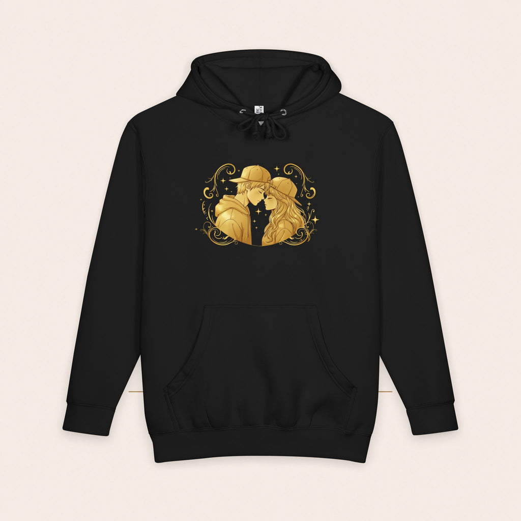 Romantic Golden Kiss Hoodie — Couples Illustration Pullover