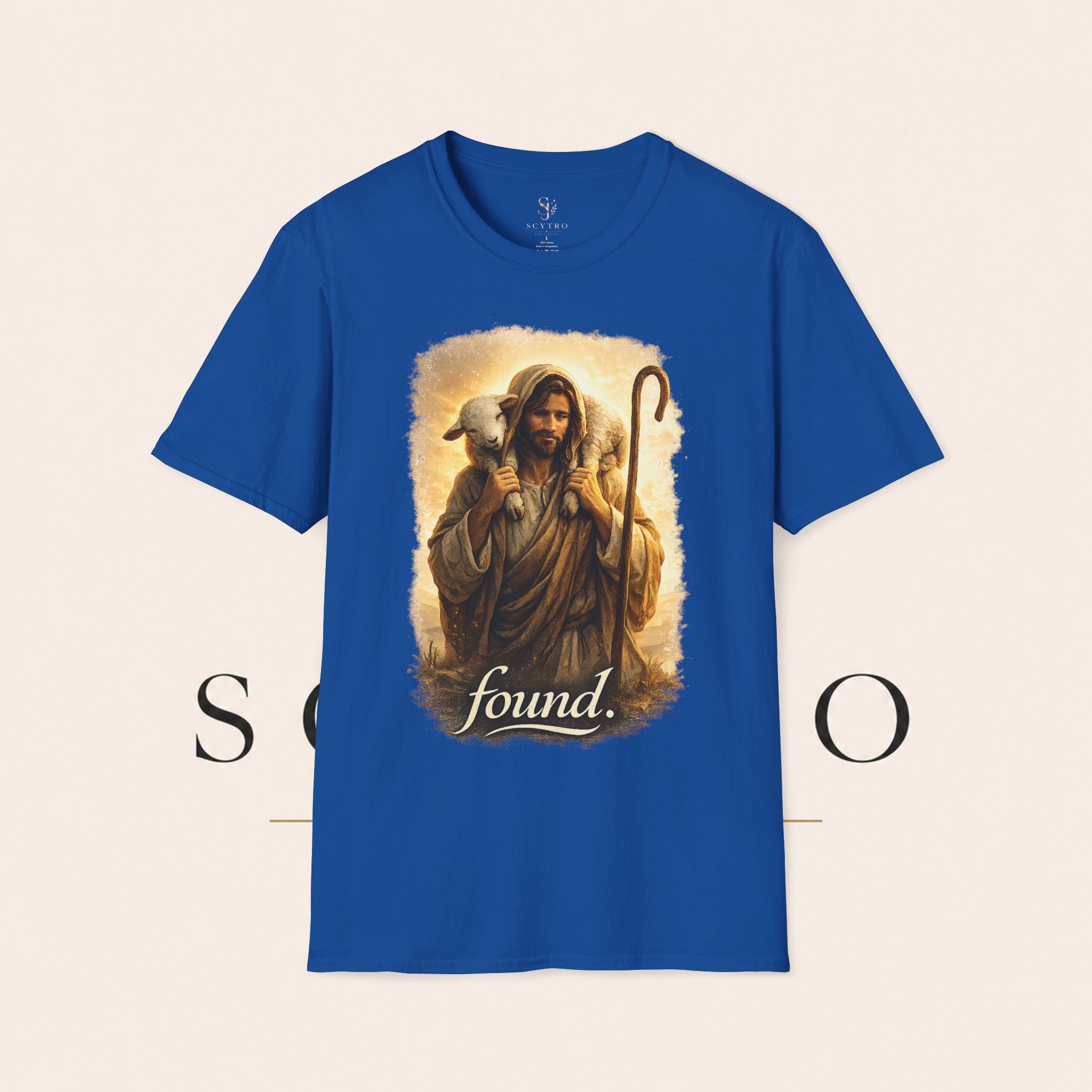 Jesus the Good Shepherd T-Shirt — 'Found.' Christian Faith Tee