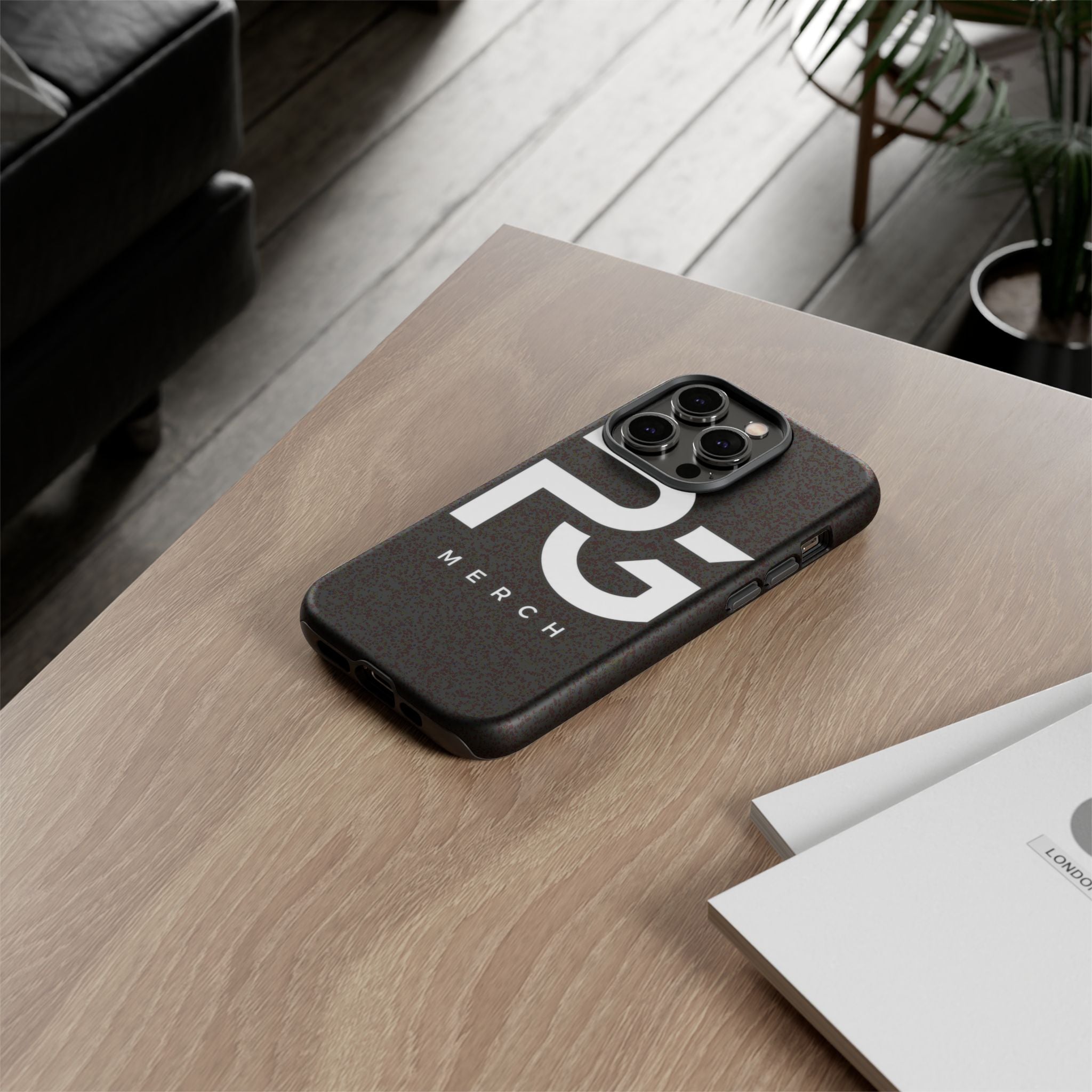 PG CUSTOMIZED RG Merch Tough Phone Case – Black Protective Phone Cover with Bold Logo