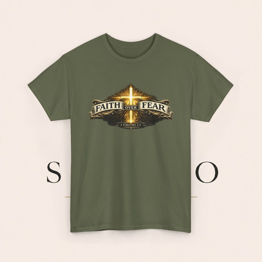 Faith Over Fear T-Shirt — Christian Cross Inspirational Tee