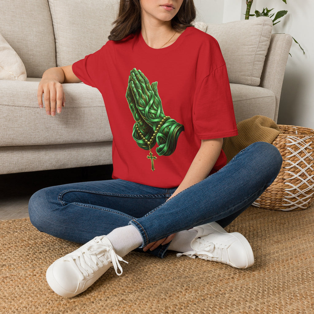 Praying Hands T‑Shirt — Green Vines Prayer Hands Graphic Tee