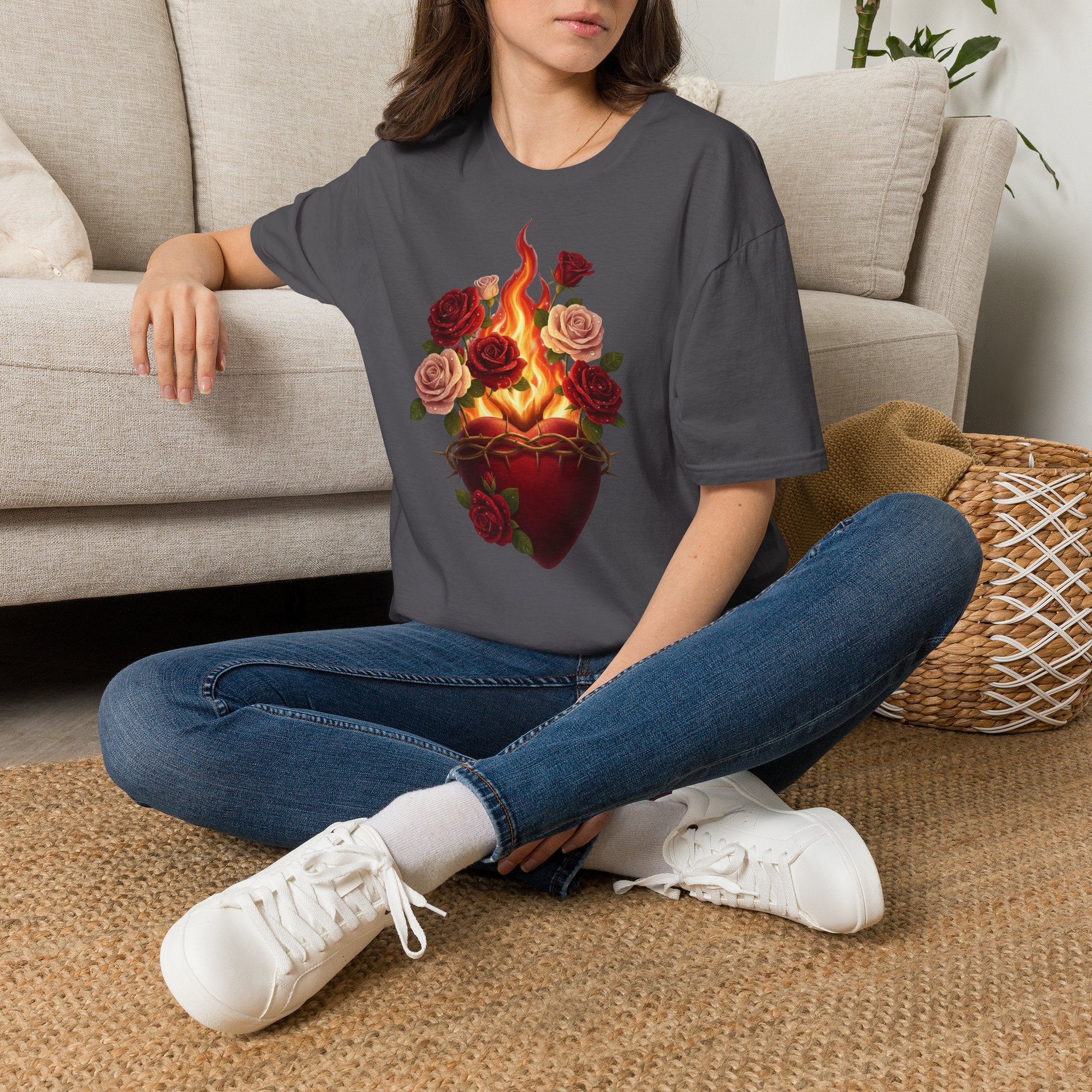 Flaming Heart & Roses T-Shirt