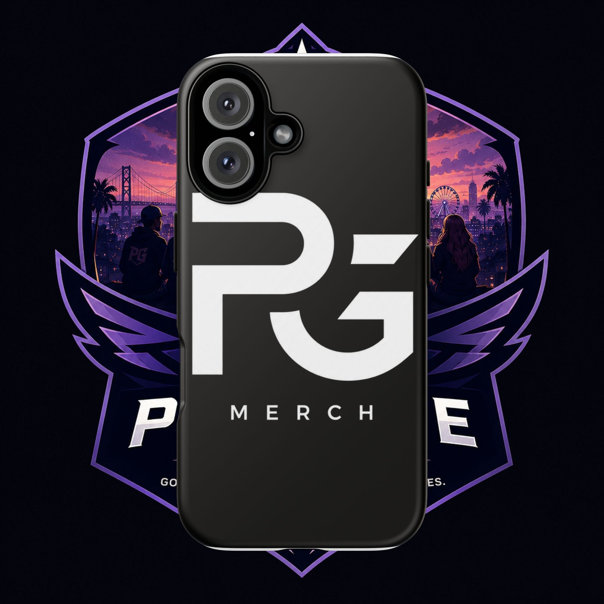 PG CUSTOMIZED RG Merch Tough Phone Case – Black Protective Phone Cover with Bold Logo