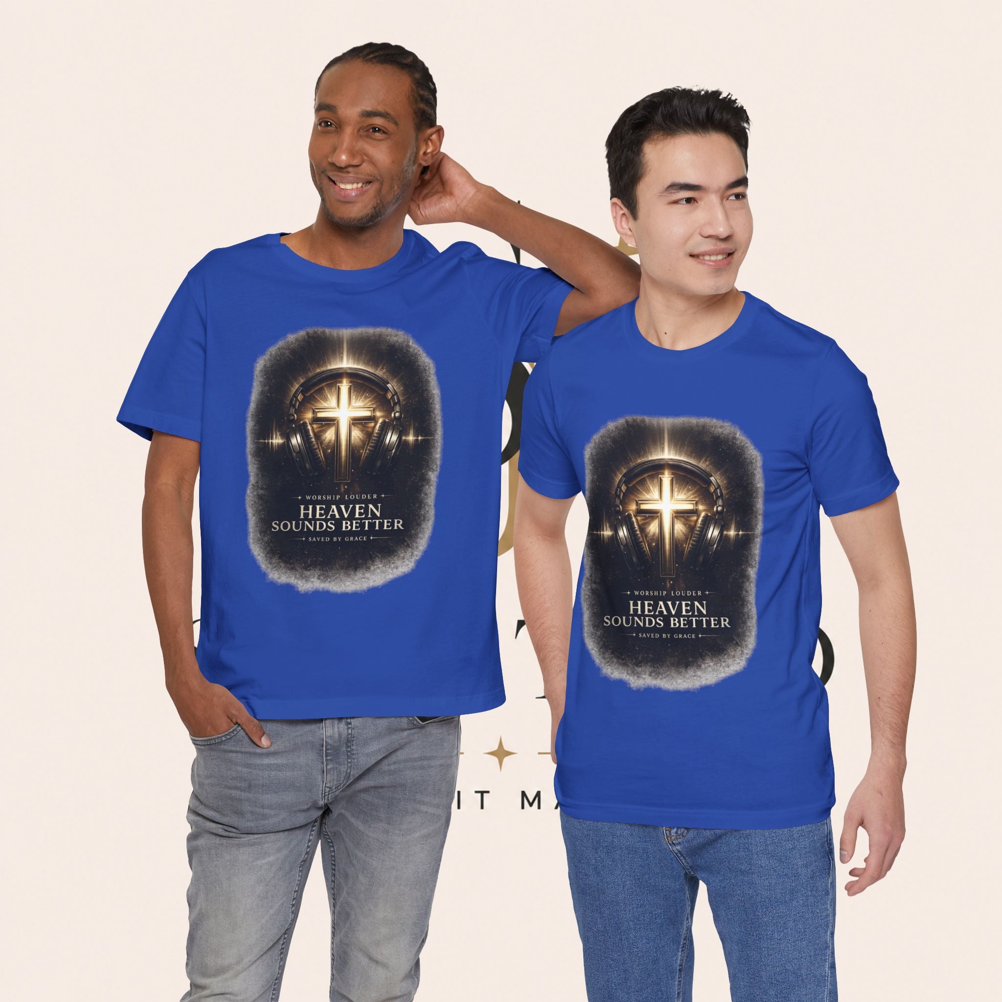 Youth Christian T‑Shirt - "Heaven Sounds Better" Cross Headphones Graphic Tee