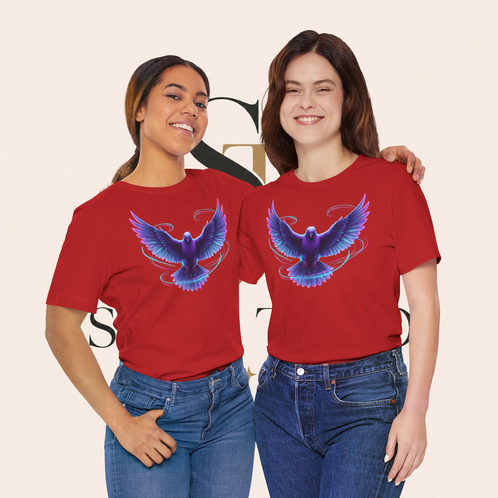 Mystic Raven Tee — Purple Glowing Dove Graphic T-Shirt