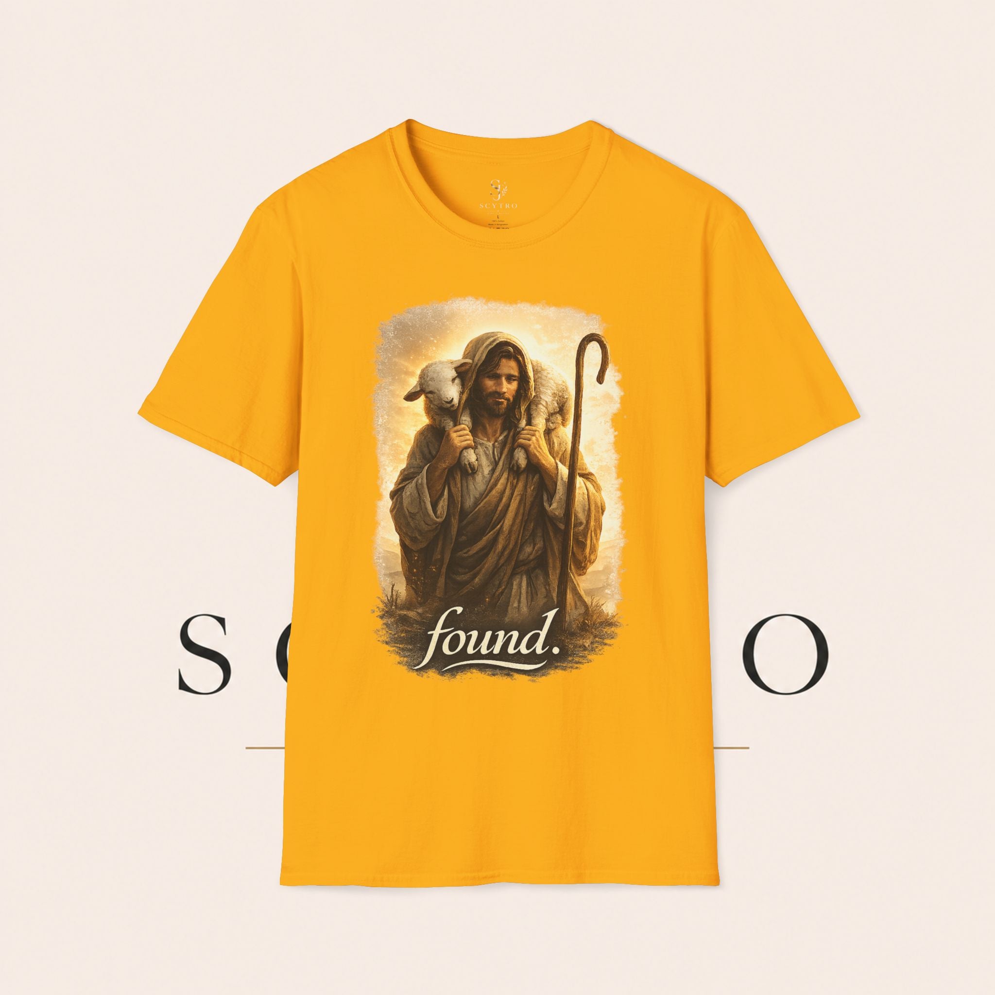 Jesus the Good Shepherd T-Shirt — 'Found.' Christian Faith Tee