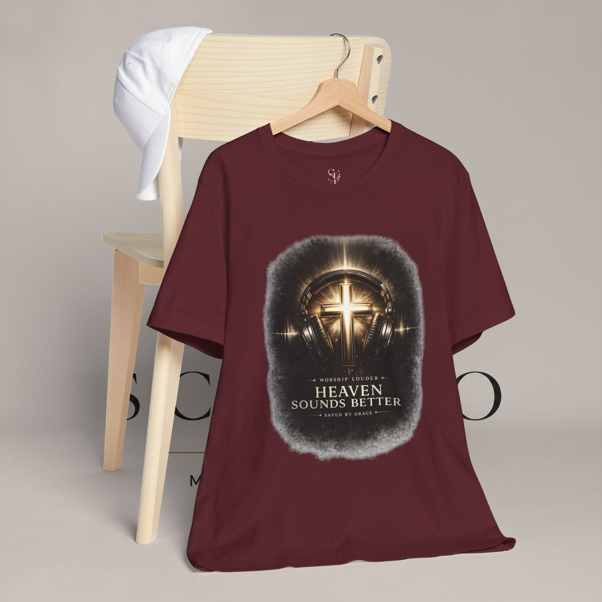 Youth Christian T‑Shirt - "Heaven Sounds Better" Cross Headphones Graphic Tee