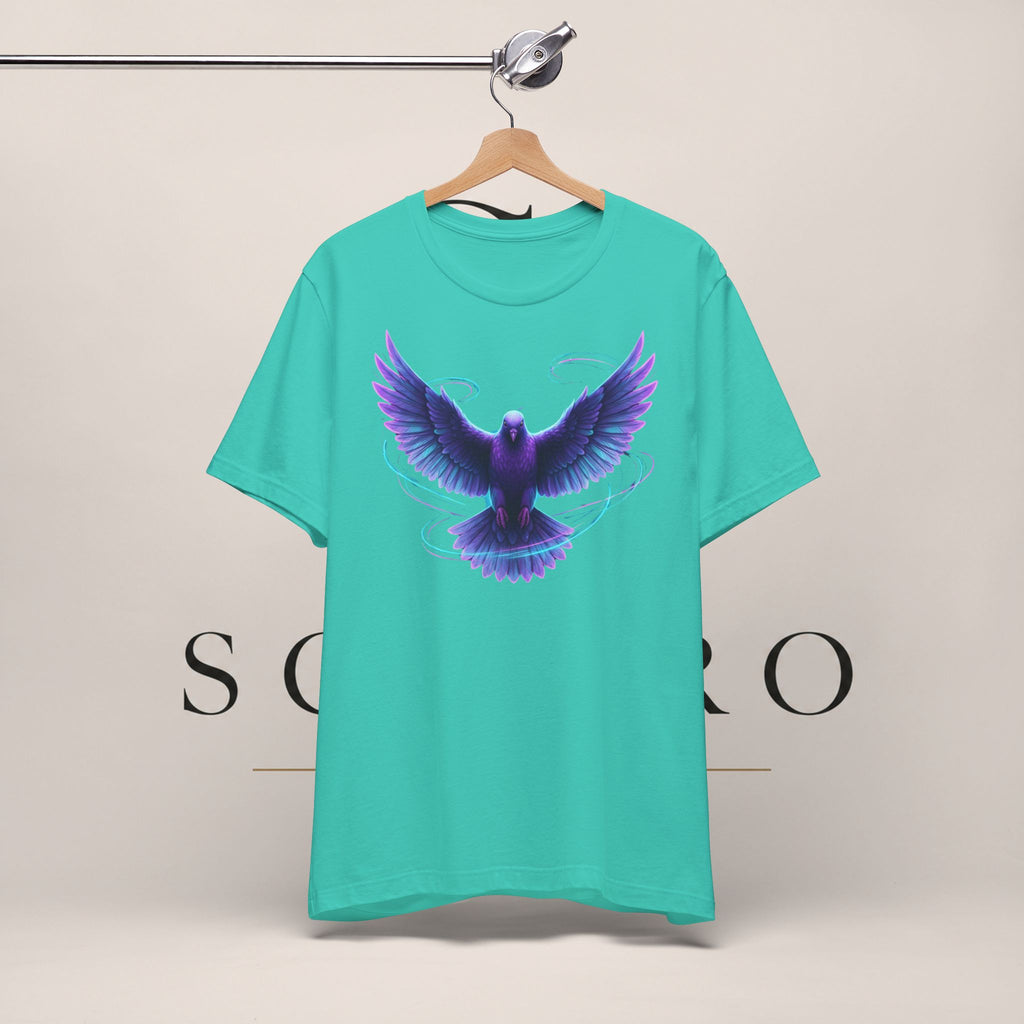 Mystic Raven Tee — Purple Glowing Dove Graphic T-Shirt