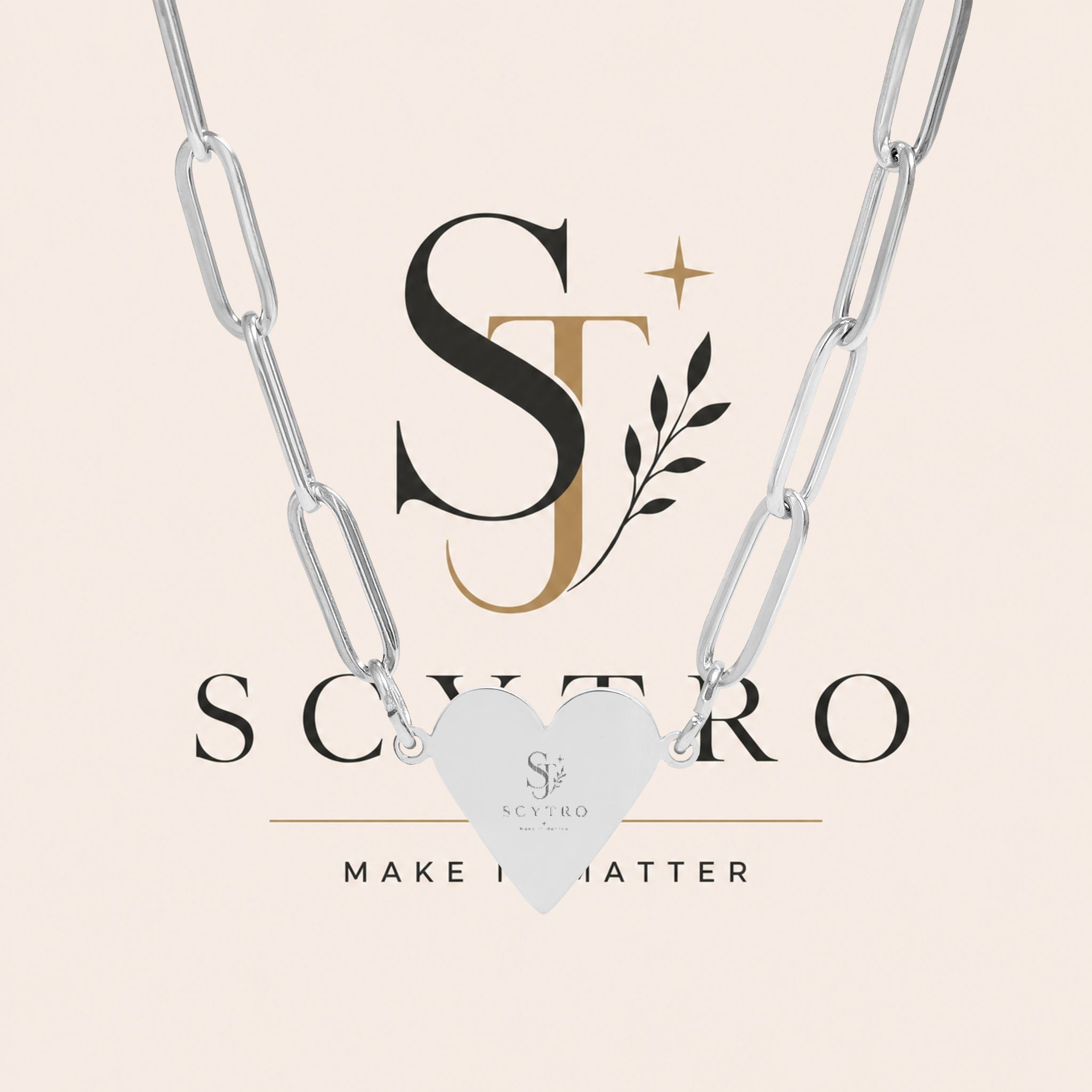 Engravable Paperclip Heart Necklace — Personalized Minimalist Pendant