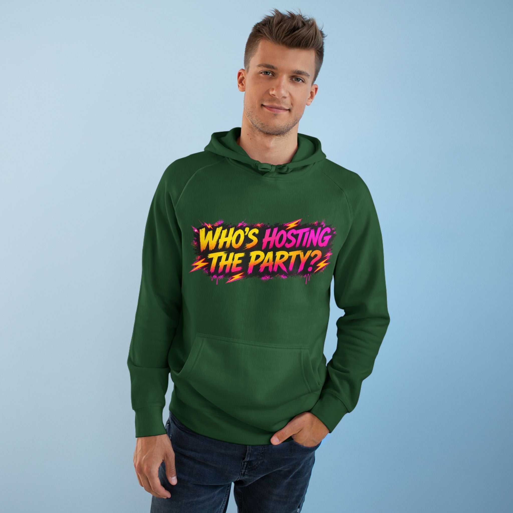 PG SUZY Party Graphic Hoodie — "Who's Hosting the Party?" Retro Concert Pullover