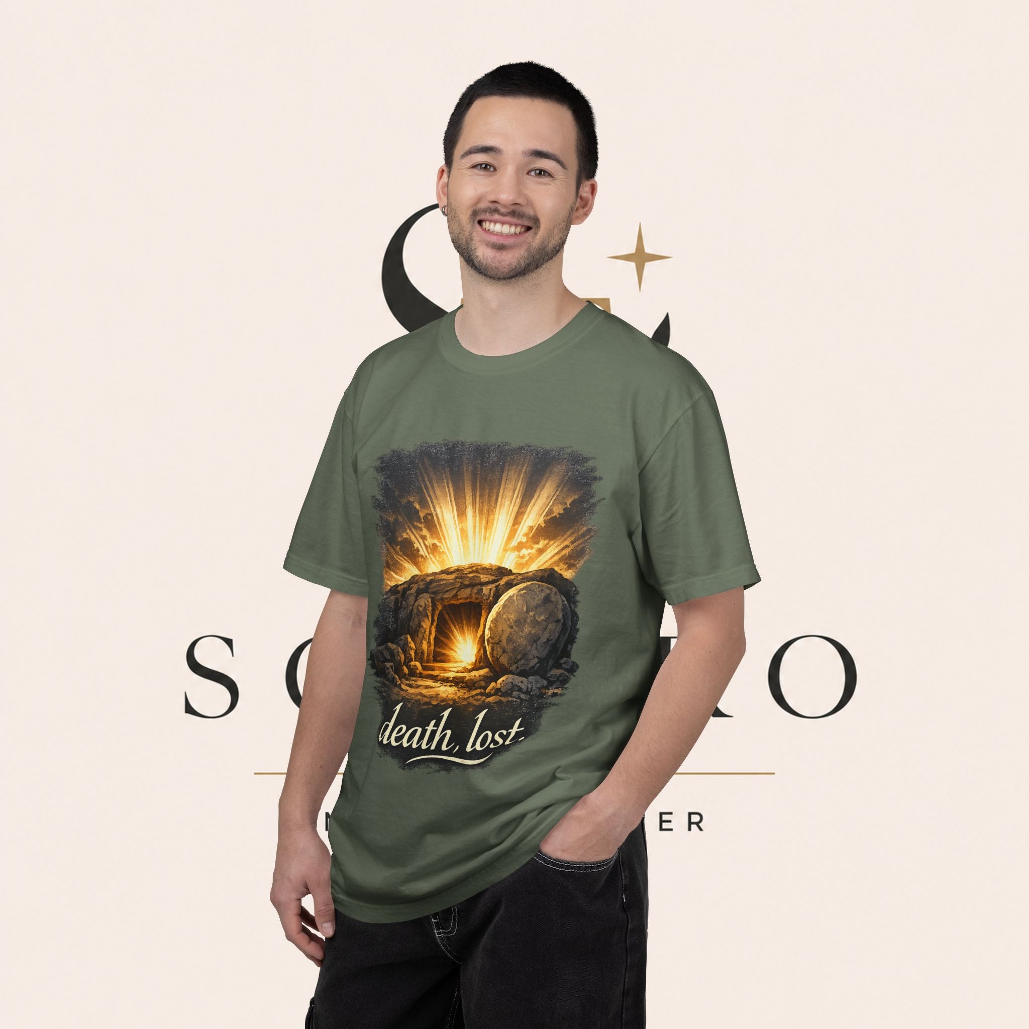 T-Shirt — Sunrise Tomb Graphic ‘death, lost.’ Memorial Tee