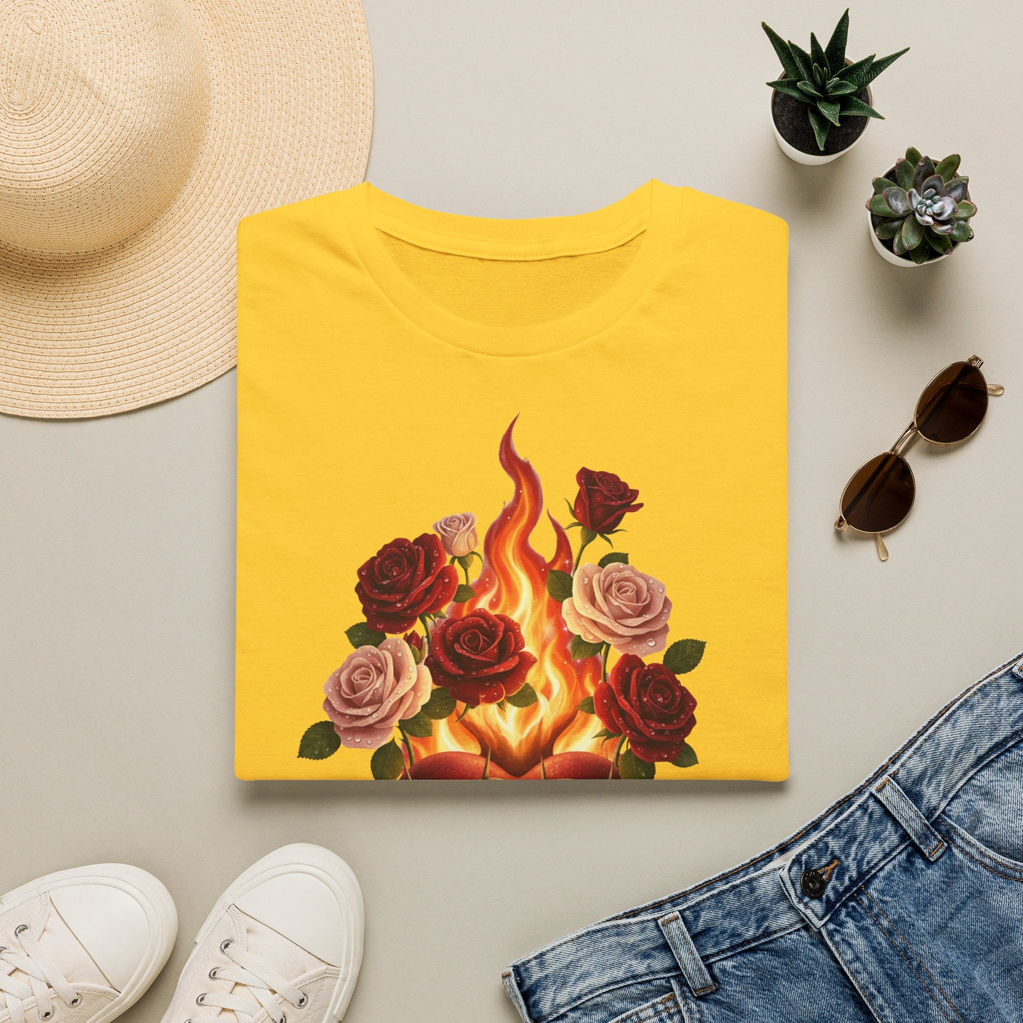 Flaming Heart & Roses T-Shirt