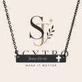 Engravable Cutout Cross Bar Necklace — Personalized Jesus Christ Name Plate