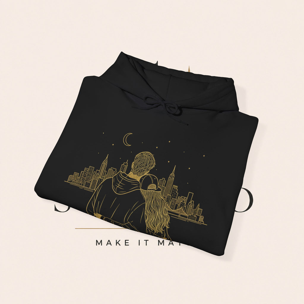 Couple Silhouette Hoodie – Romantic Cityscape 'Together' Pullover